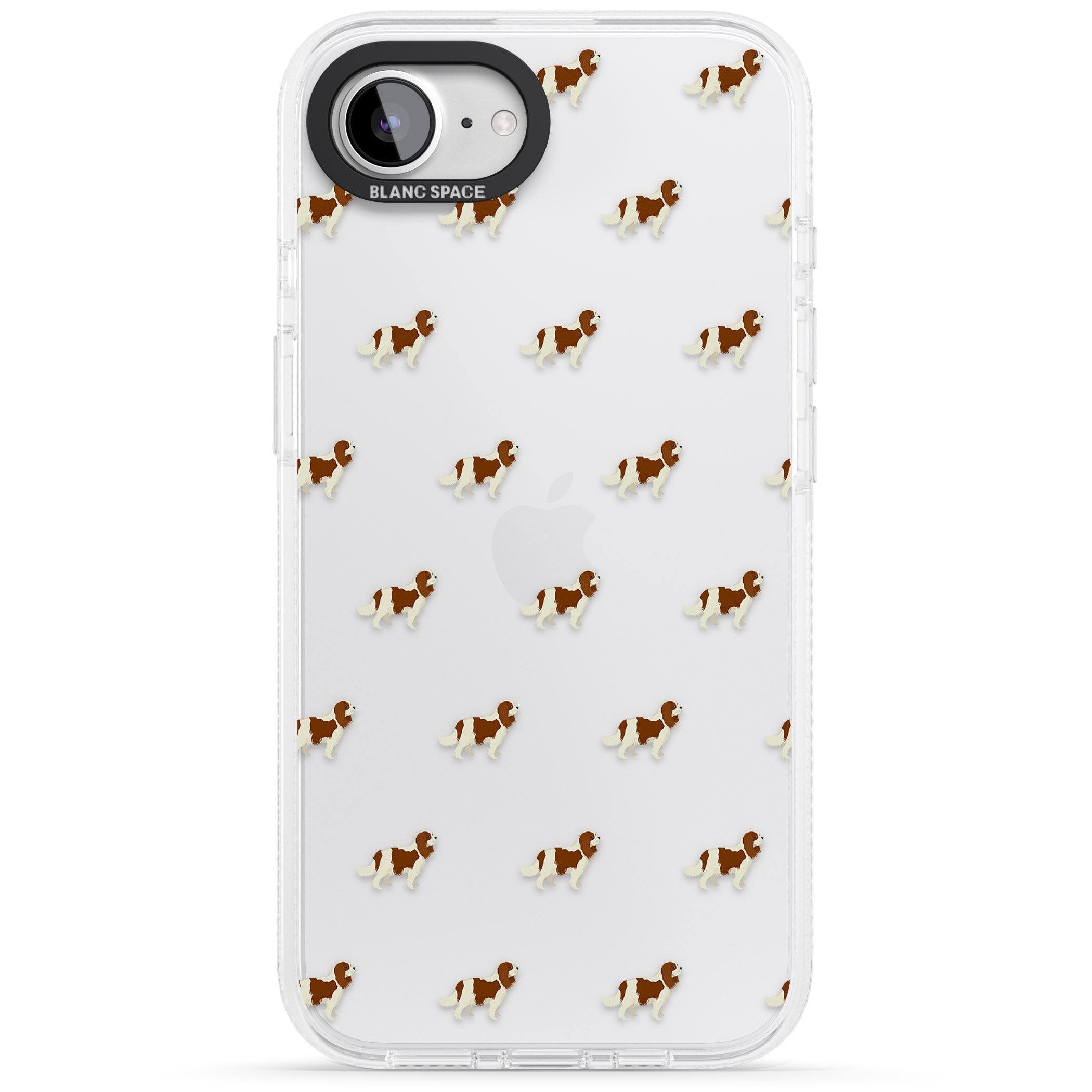 Cavalier King Charles Spaniel Pattern Clear iPhone 16e Clear Case Impact Air - Blanc Space
