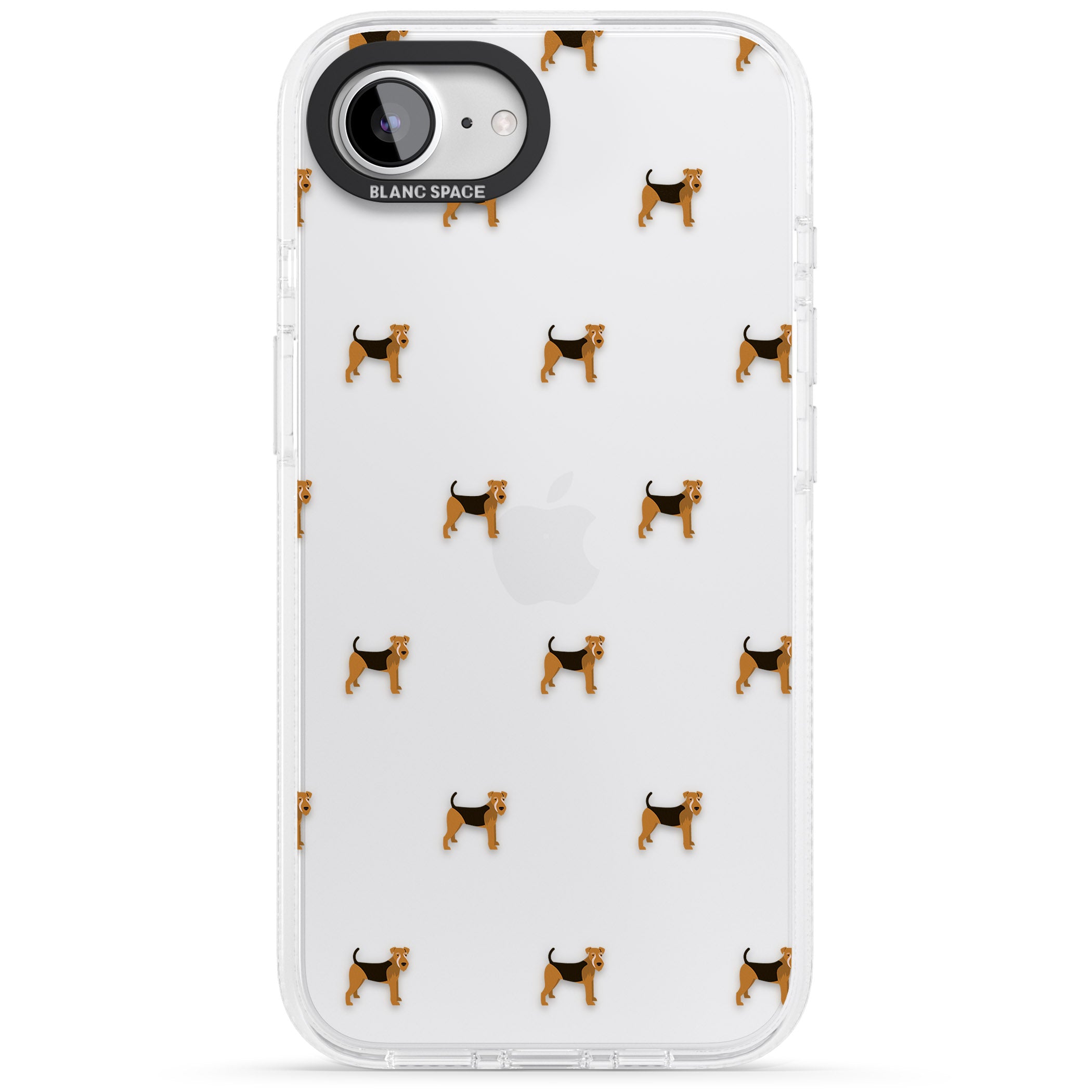 Airedale Terrier Dog Pattern Clear iPhone 16e Clear Case Impact Air - Blanc Space