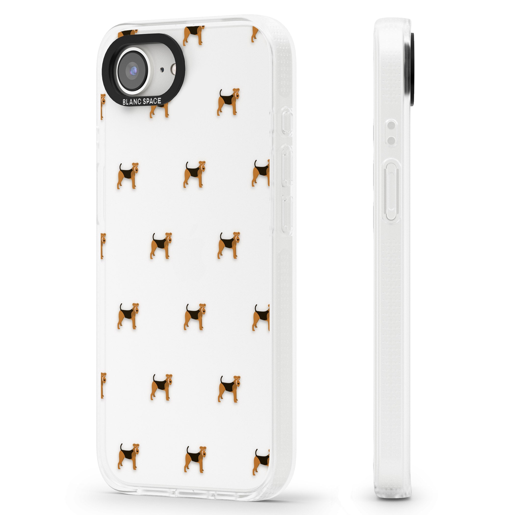 Airedale Terrier Dog Pattern Clear iPhone 16e Clear Case Impact Air - Blanc Space
