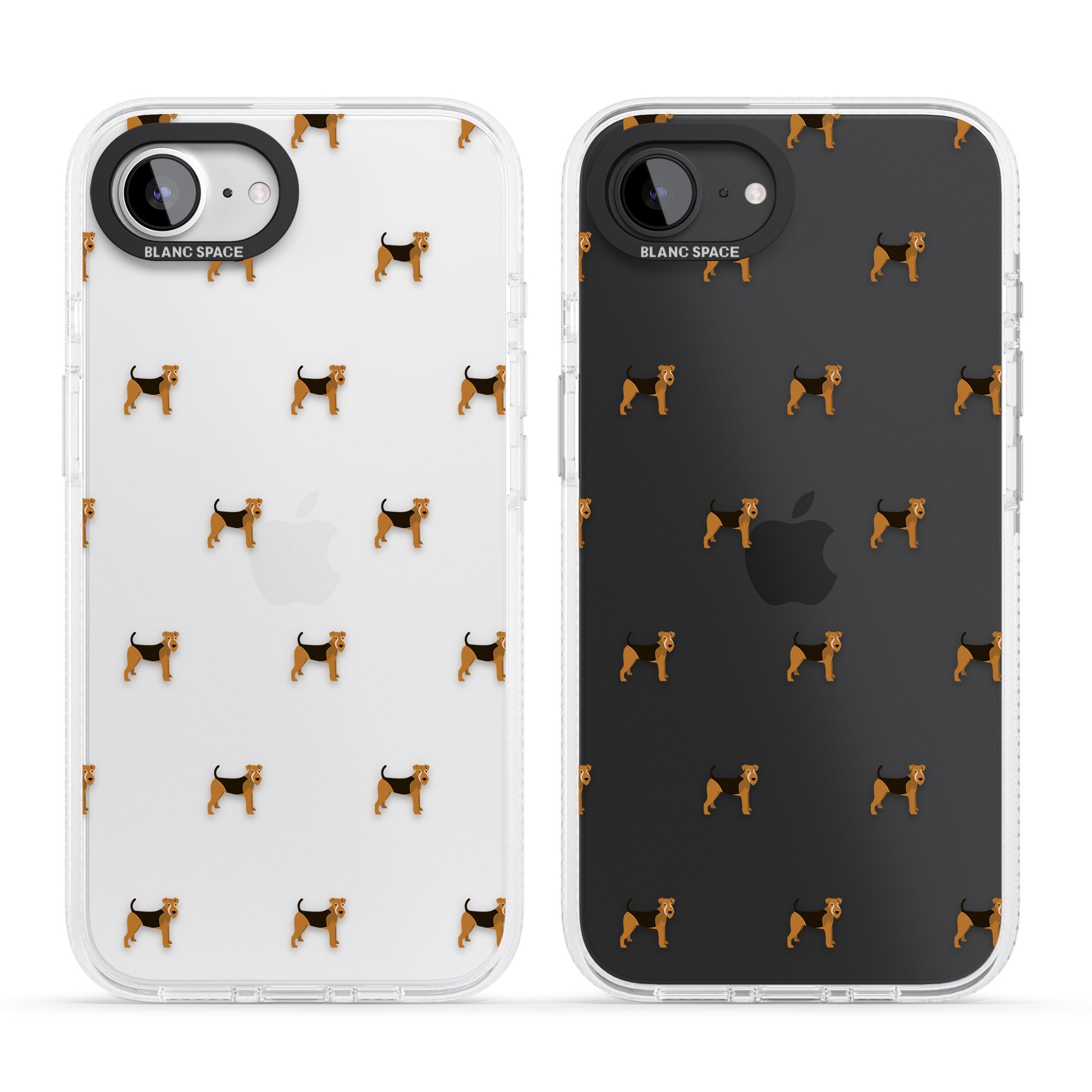Airedale Terrier Dog Pattern Clear iPhone 16e Clear Case Impact Air - Blanc Space
