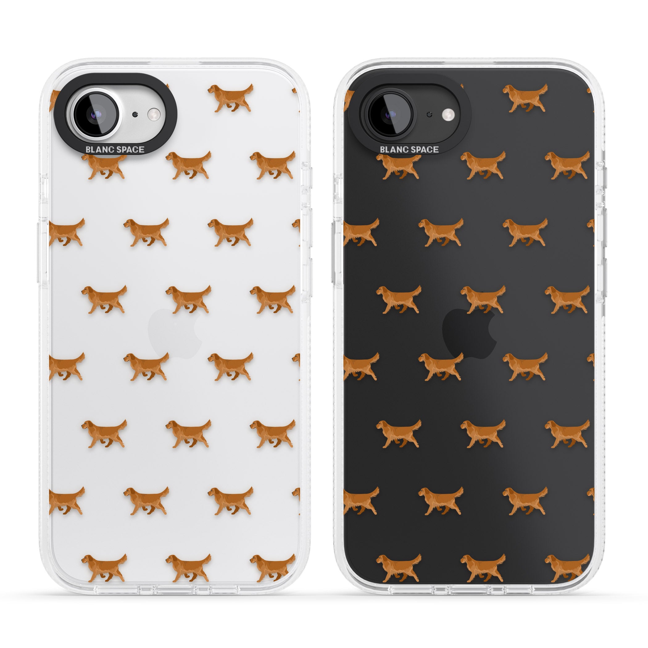 Golden Retriever Dog Pattern Clear iPhone 16e Clear Case Impact Air - Blanc Space