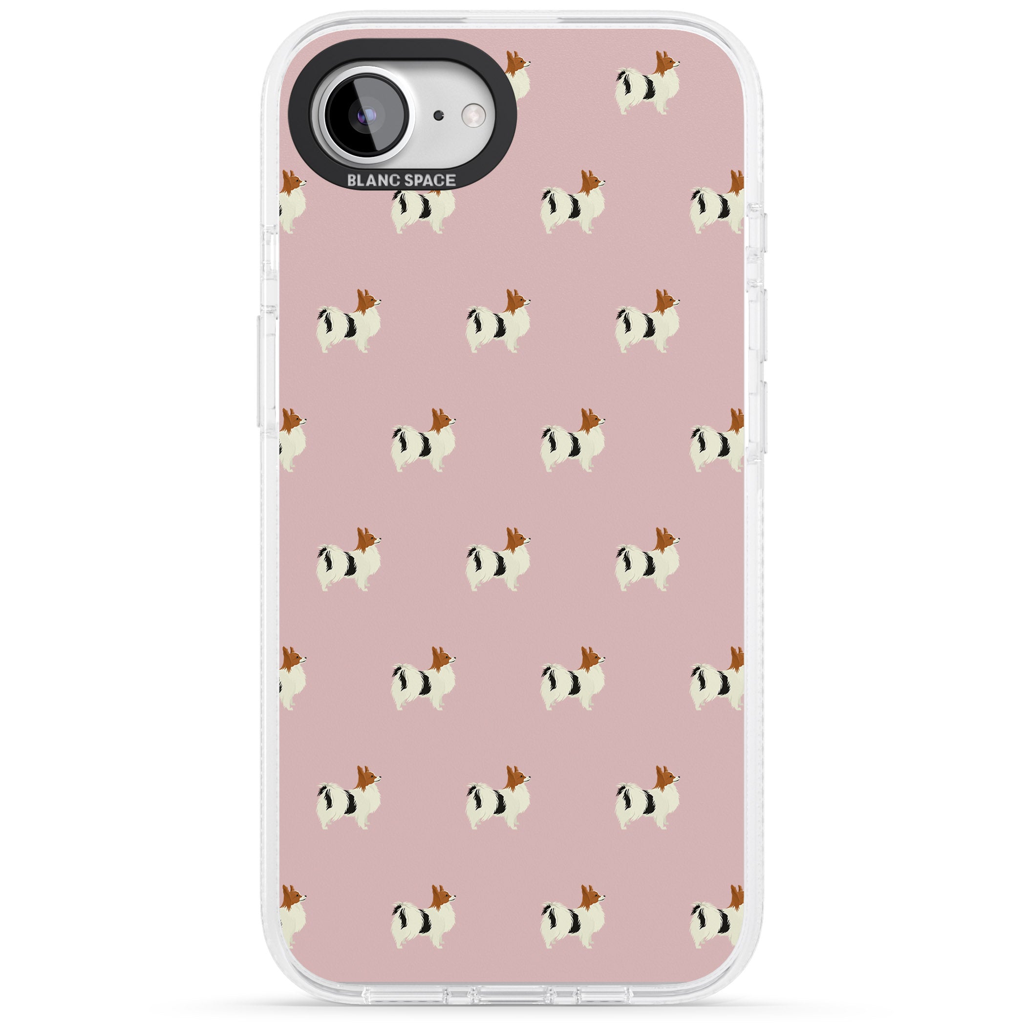 Papillon Dog Pattern iPhone 16e Clear Case Impact Air - Blanc Space
