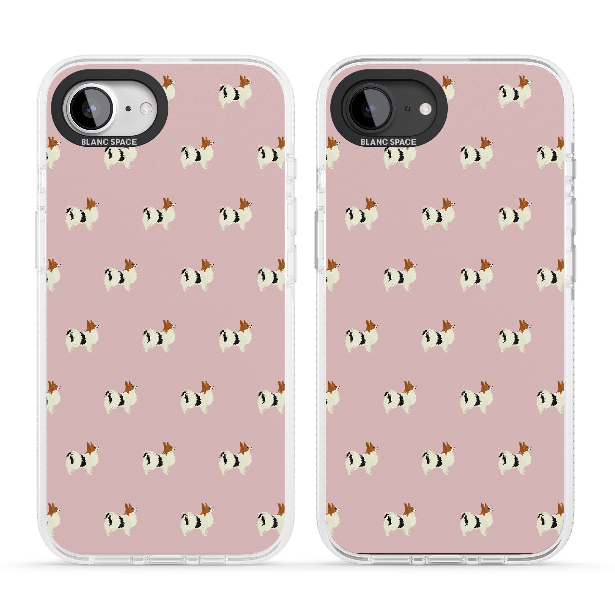 Papillon Dog Pattern iPhone 16e Clear Case Impact Air - Blanc Space