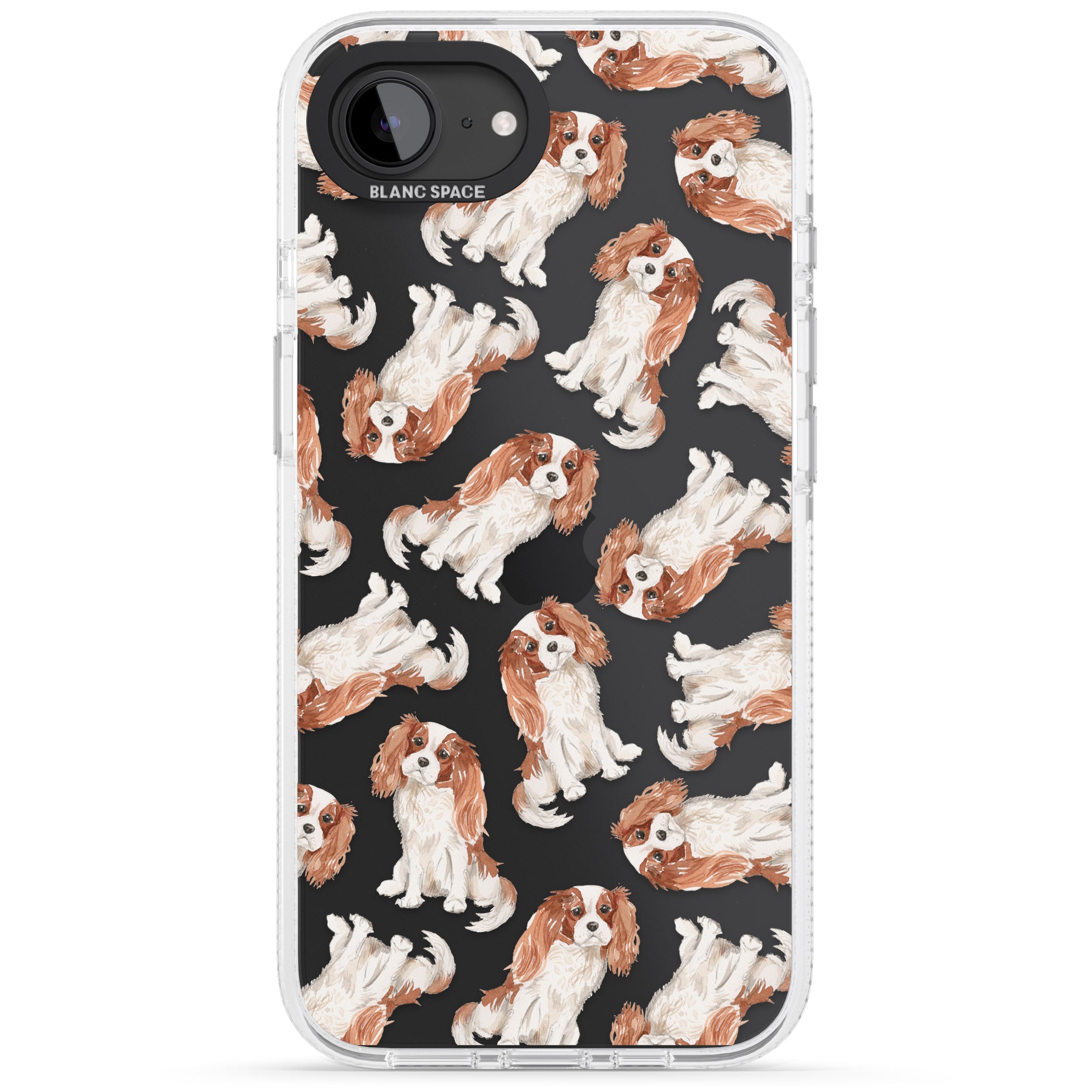 Cavalier King Charles Spaniel Dog Pattern iPhone 16e Clear Case Impact Air - Blanc Space