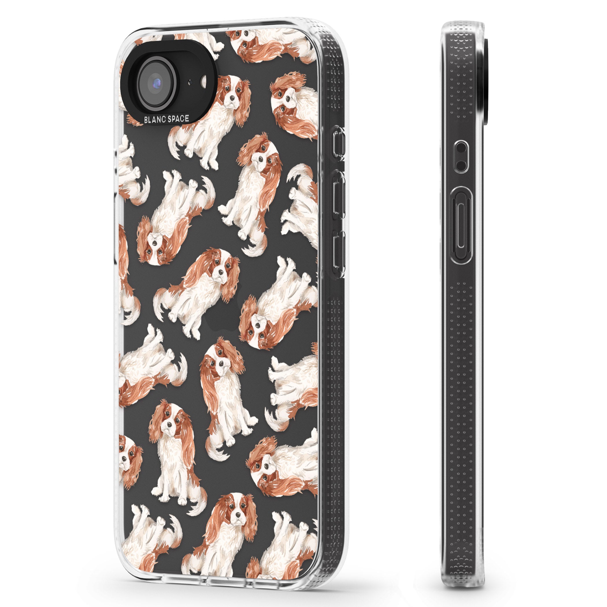 Cavalier King Charles Spaniel Dog Pattern iPhone 16e Clear Case Impact Air - Blanc Space