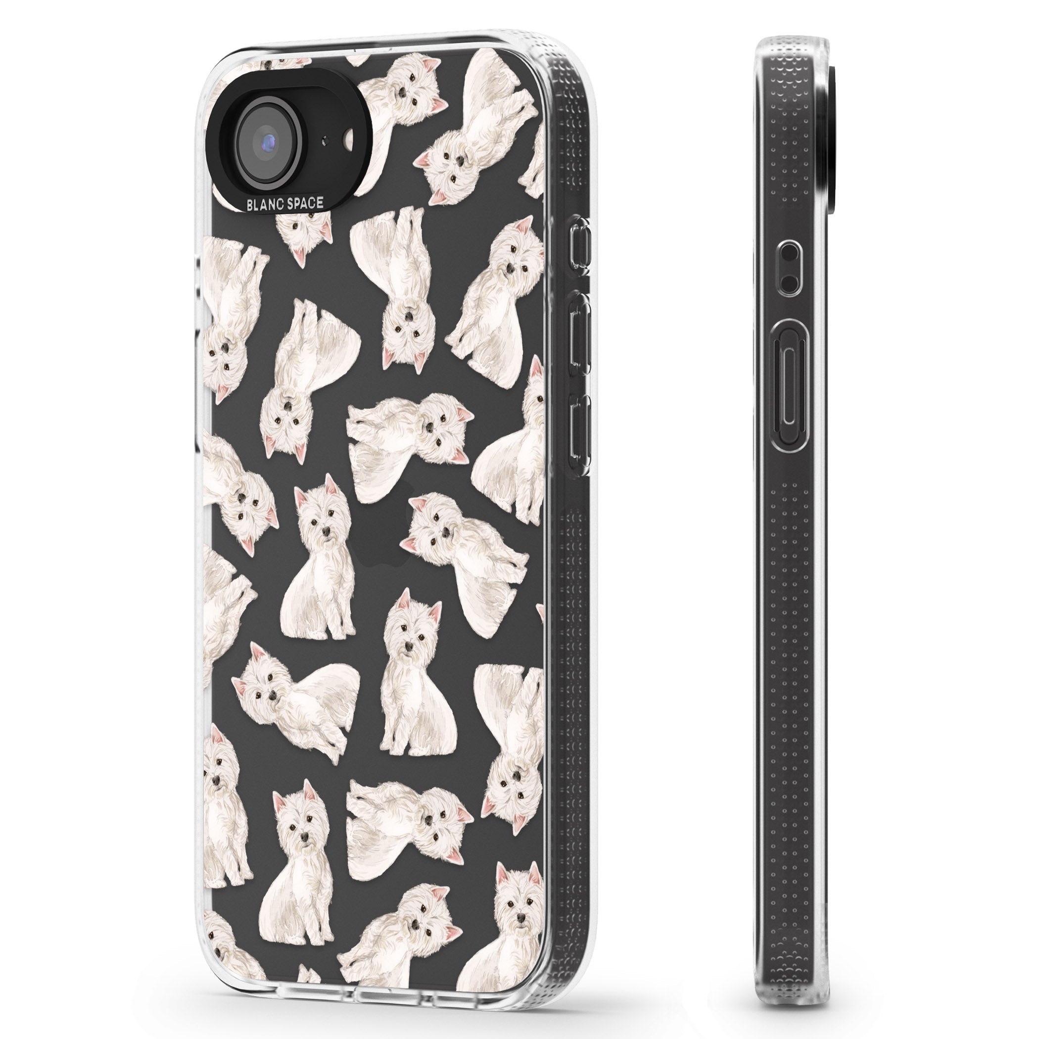 Westie Watercolour Dog Pattern iPhone 16e Clear Case Impact Air - Blanc Space