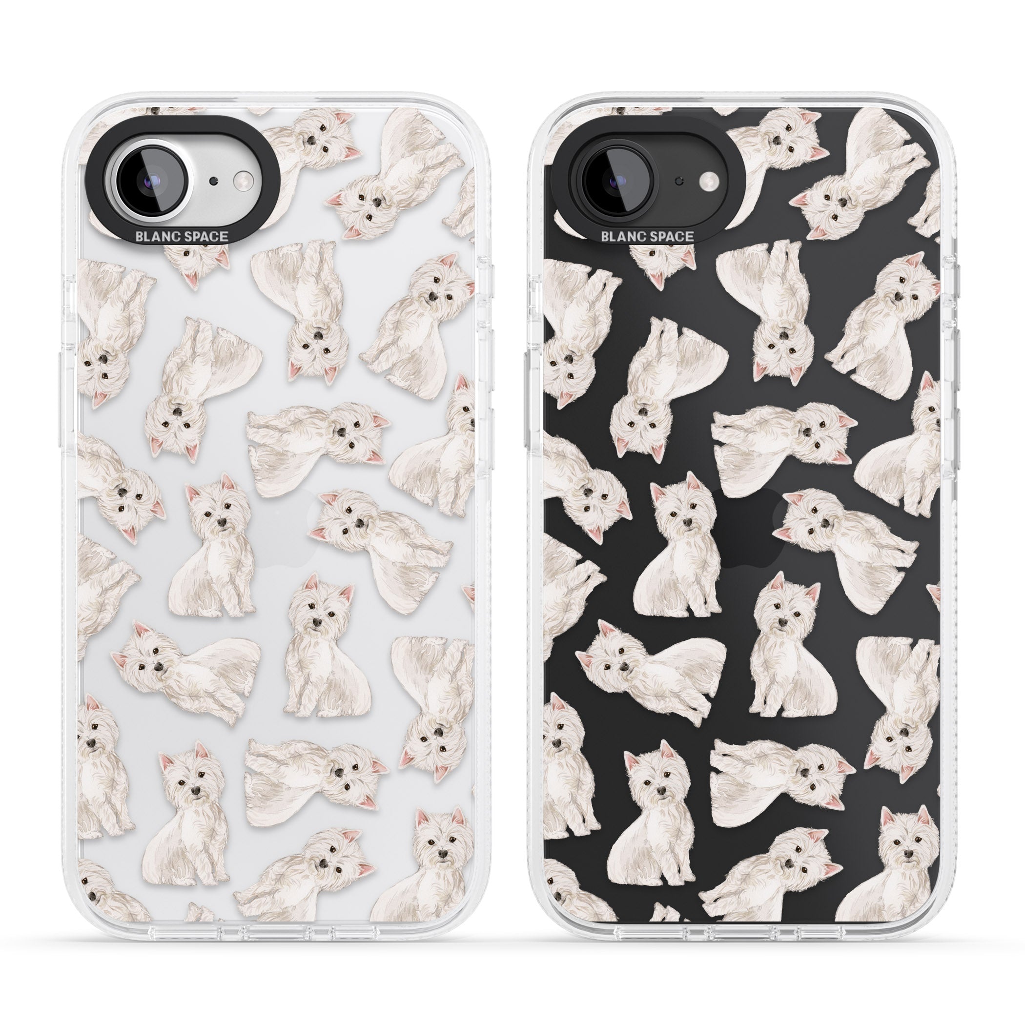 Westie Watercolour Dog Pattern iPhone 16e Clear Case Impact Air - Blanc Space