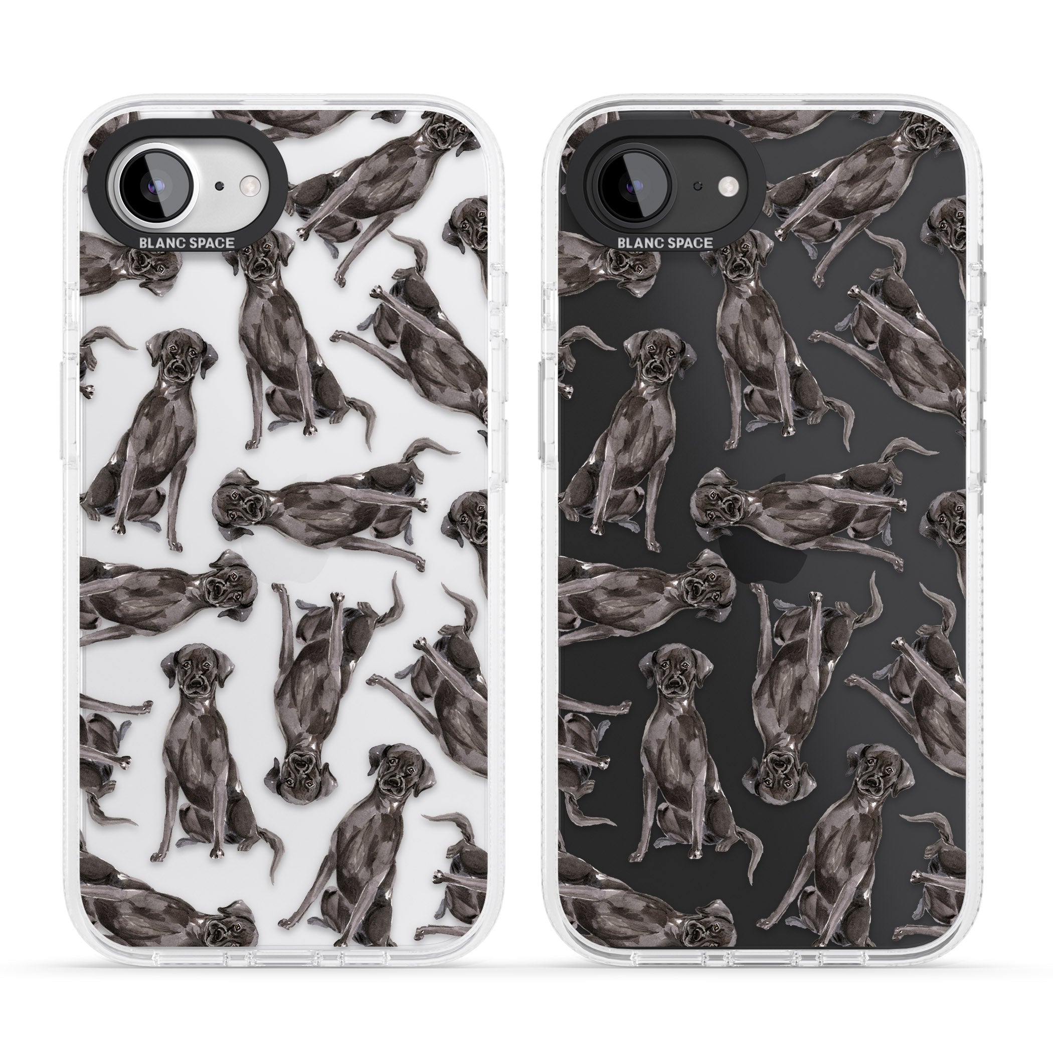 Black Labrador Watercolour Dog Pattern iPhone 16e Clear Case Impact Air - Blanc Space