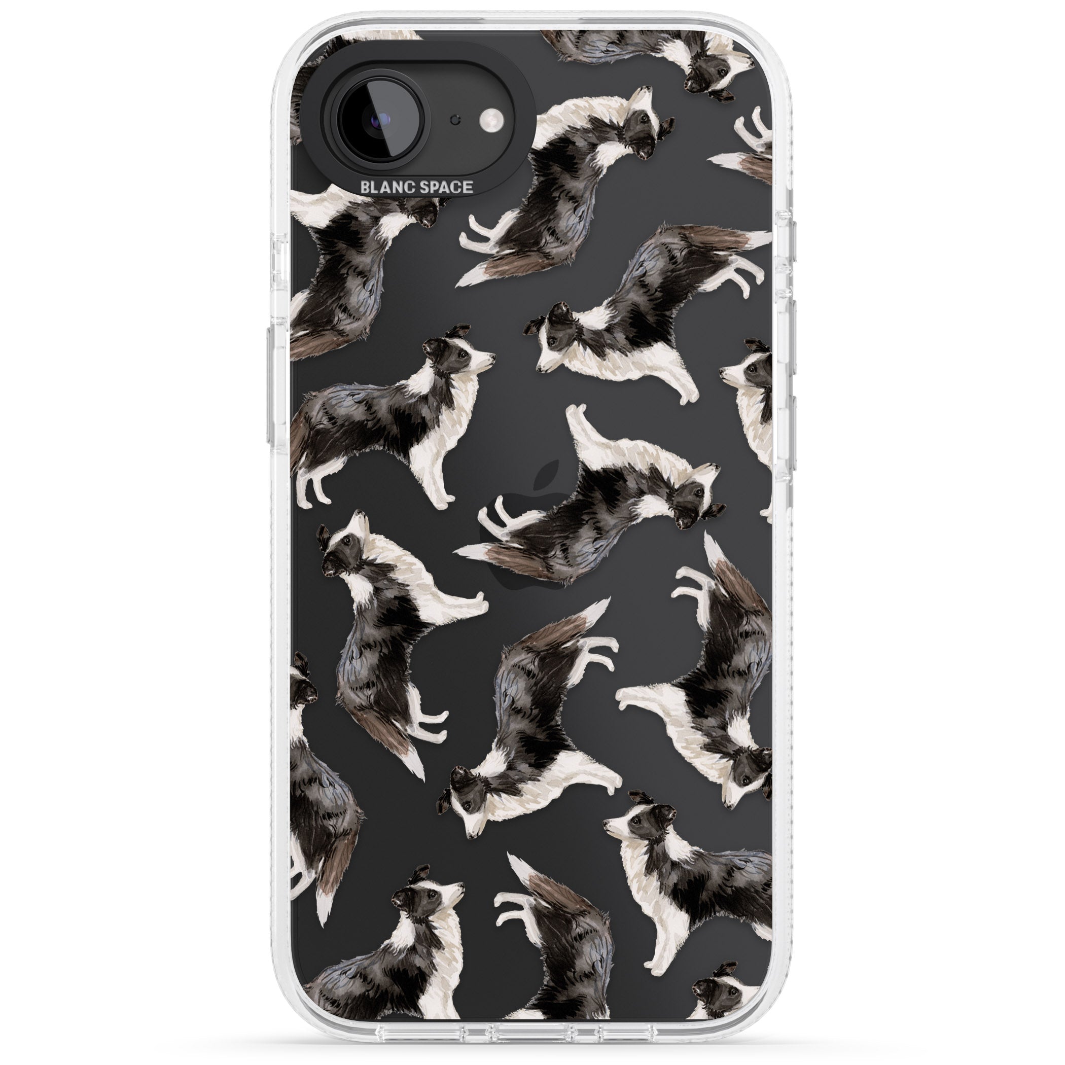 Border Collie Watercolour Dog Pattern iPhone 16e Clear Case Impact Air - Blanc Space