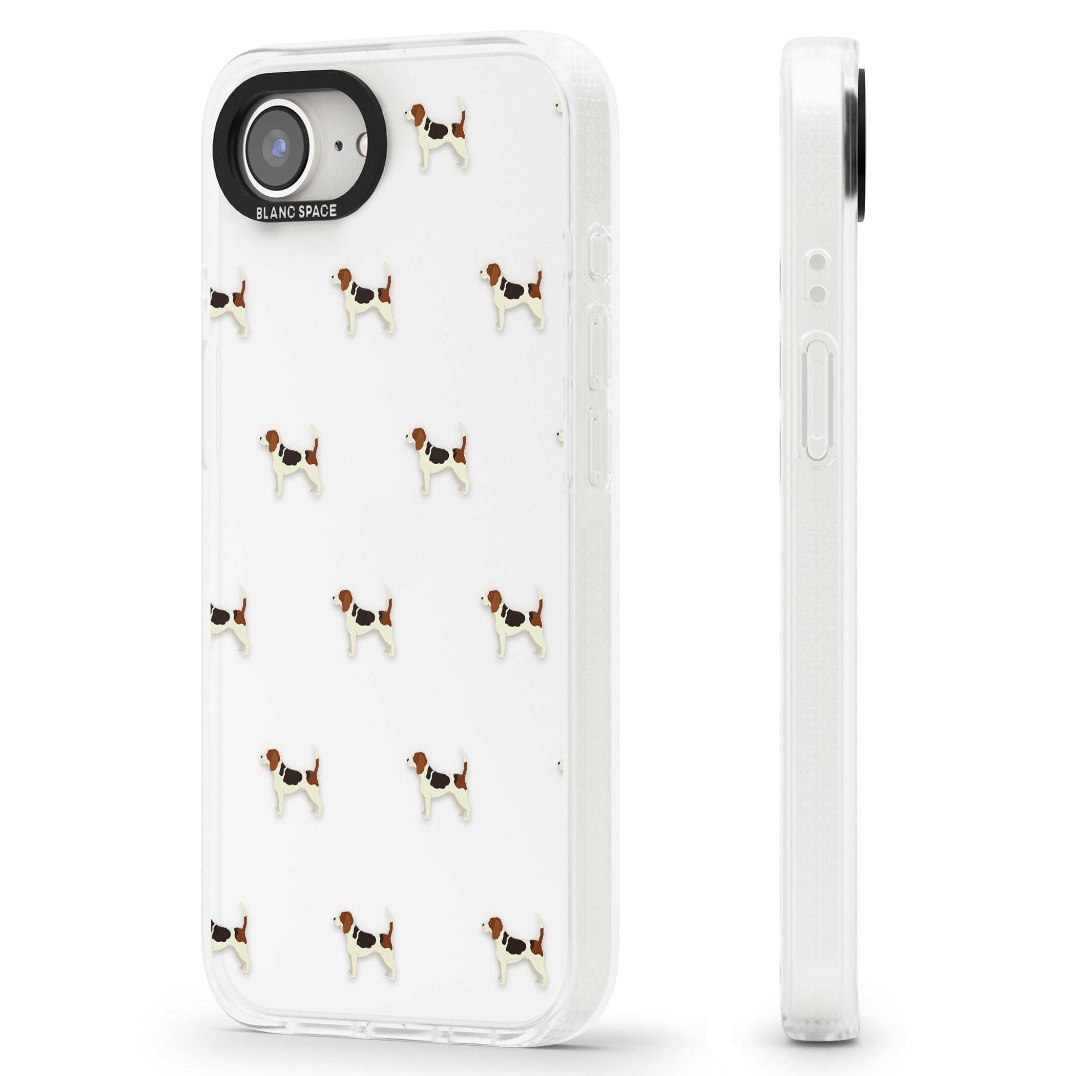 Beagle Dog Pattern Clear iPhone 16e Clear Case Impact Air - Blanc Space