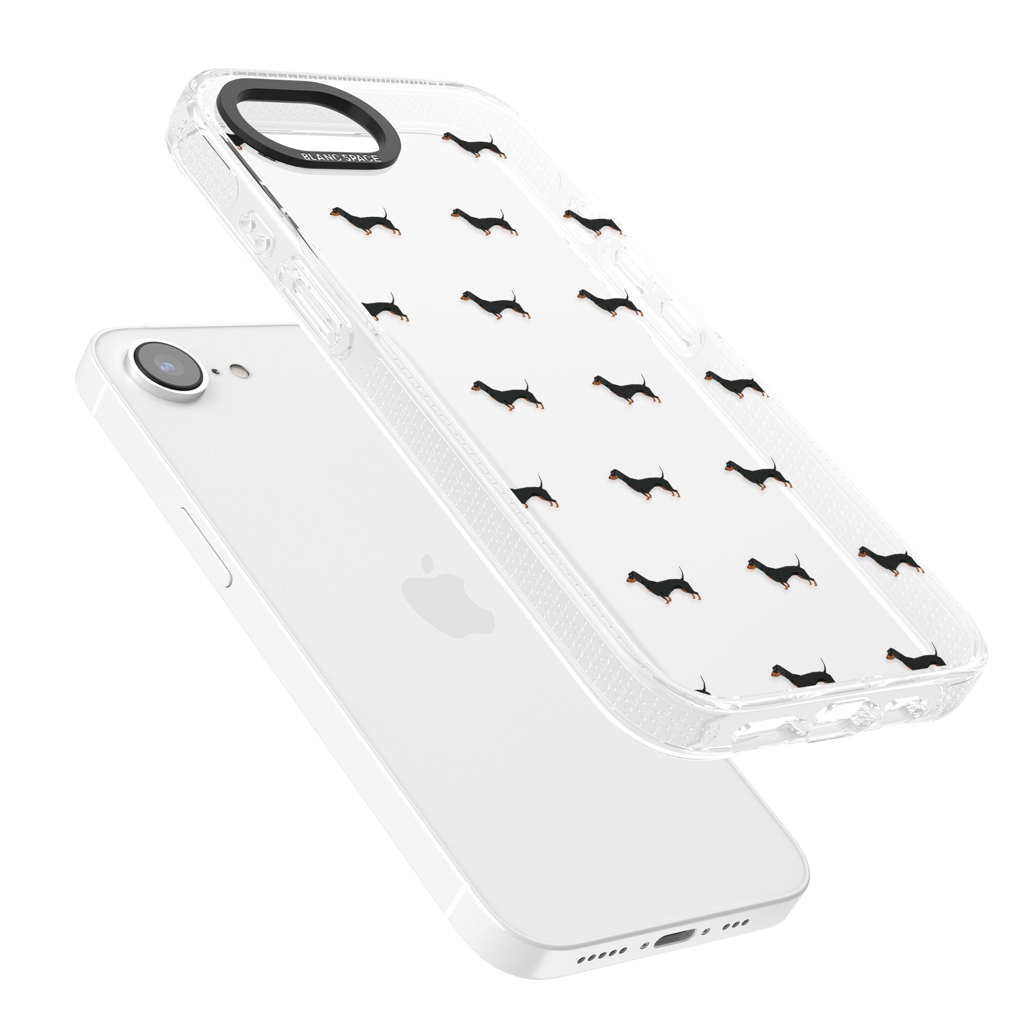 Dachshund Dog Pattern Clear iPhone 16e Clear Case Impact Air - Blanc Space