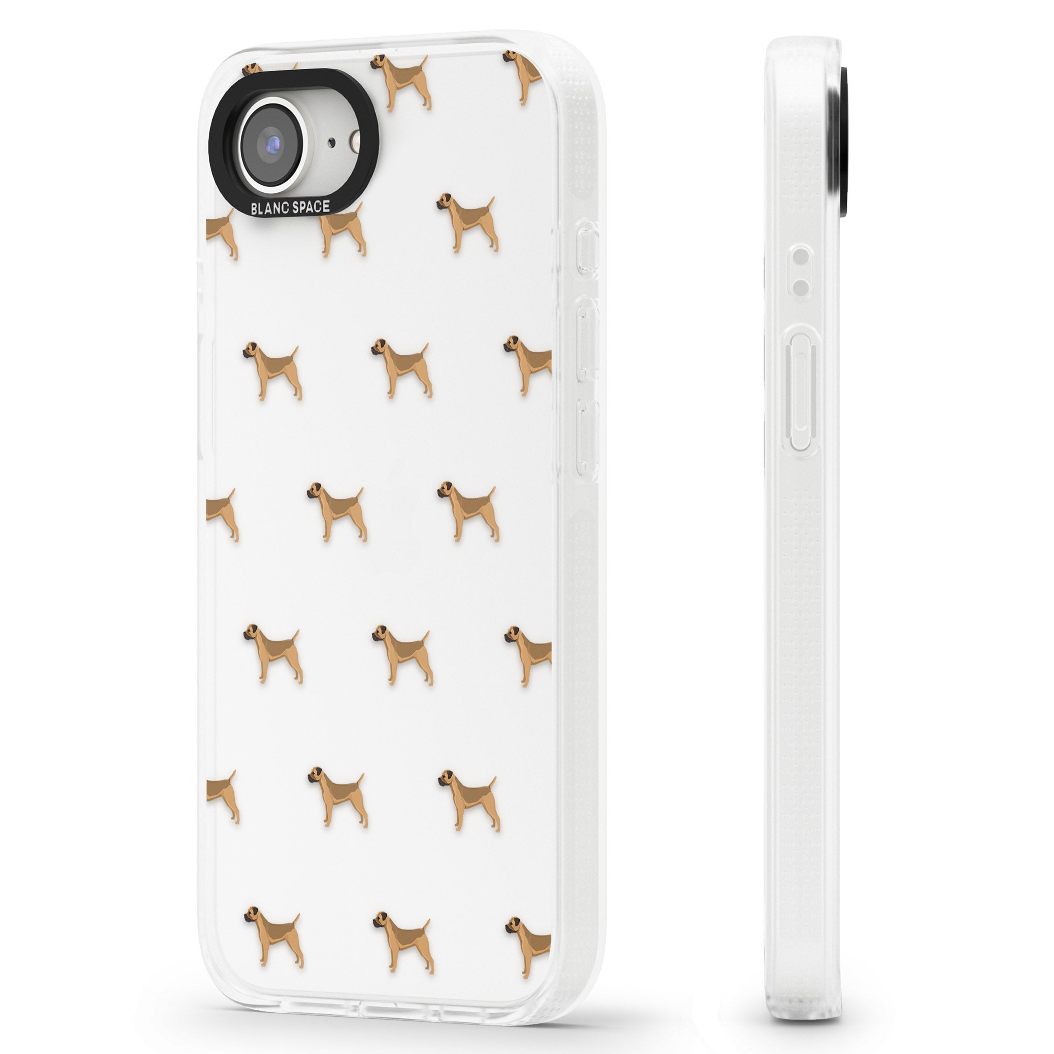 Border Terrier Dog Pattern Clear iPhone 16e Clear Case Impact Air - Blanc Space