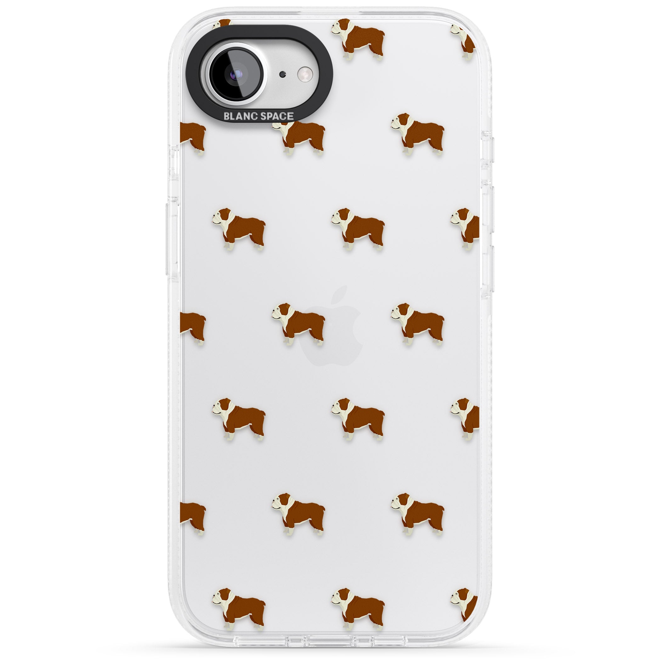 English Bulldog Dog Pattern Clear iPhone 16e Clear Case Impact Air - Blanc Space