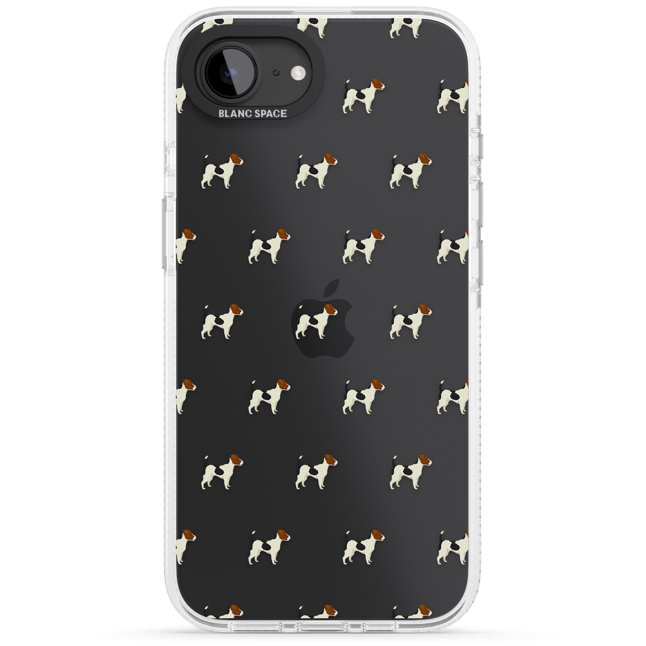 Jack Russell Terrier Dog Pattern Clear iPhone 16e Clear Case Impact Air - Blanc Space