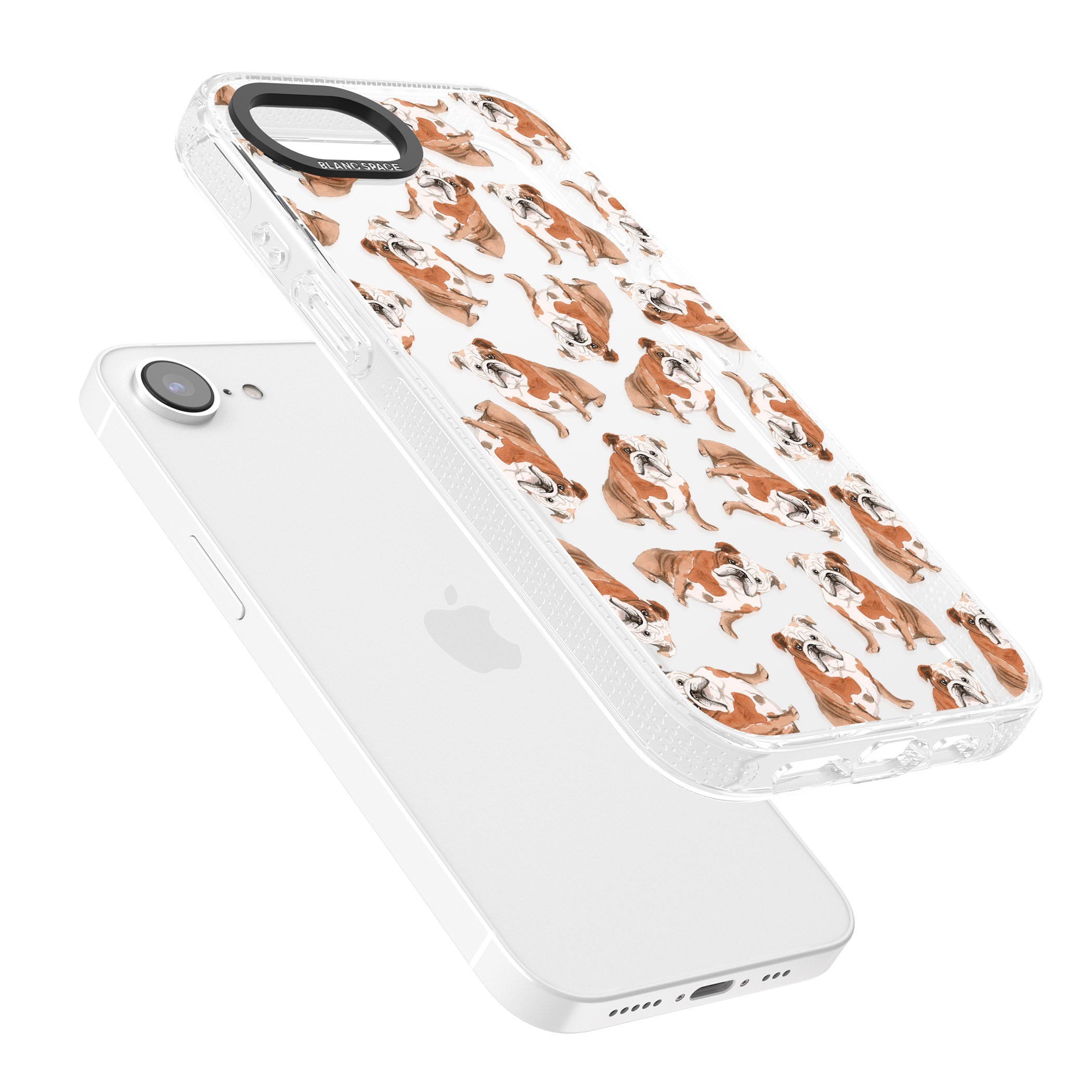 English Bulldog Watercolour Dog Pattern iPhone 16e Clear Case Impact Air - Blanc Space
