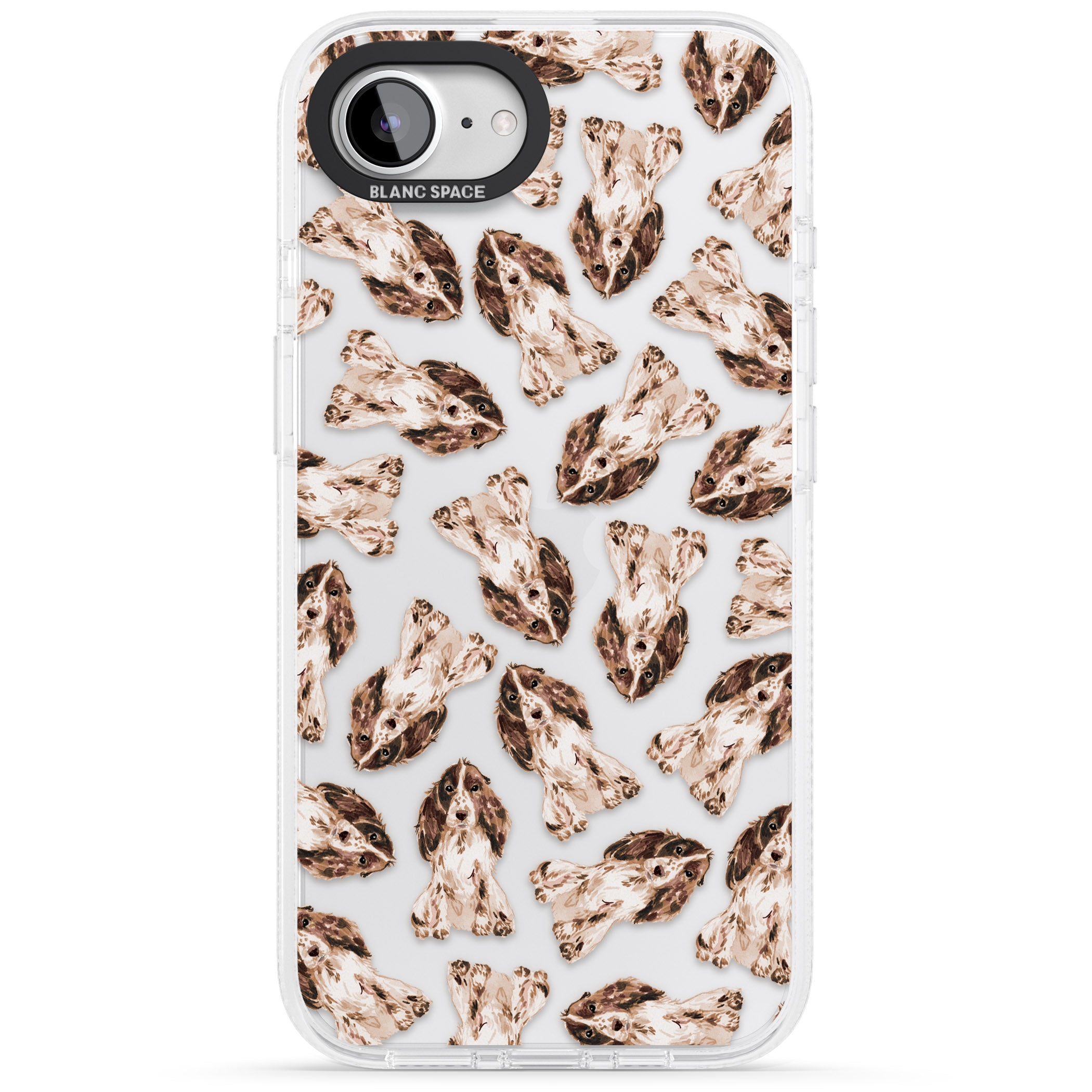 Cocker Spaniel (Brown) Watercolour Dog Pattern iPhone 16e Clear Case Impact Air - Blanc Space