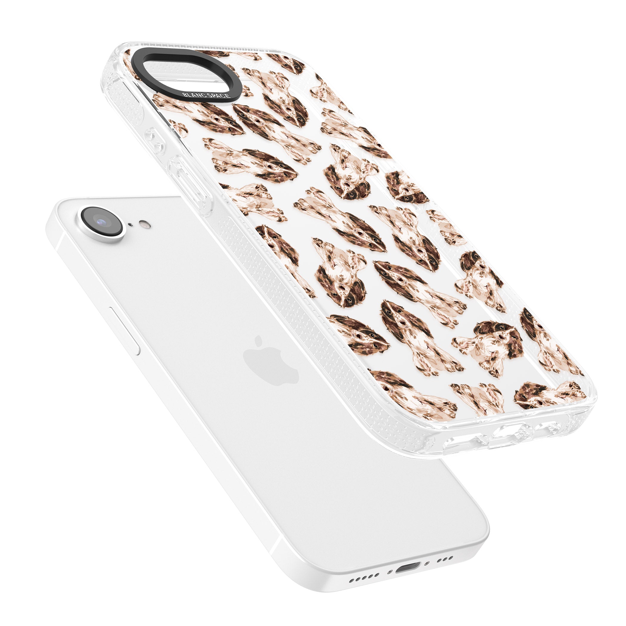 Cocker Spaniel (Brown) Watercolour Dog Pattern iPhone 16e Clear Case Impact Air - Blanc Space