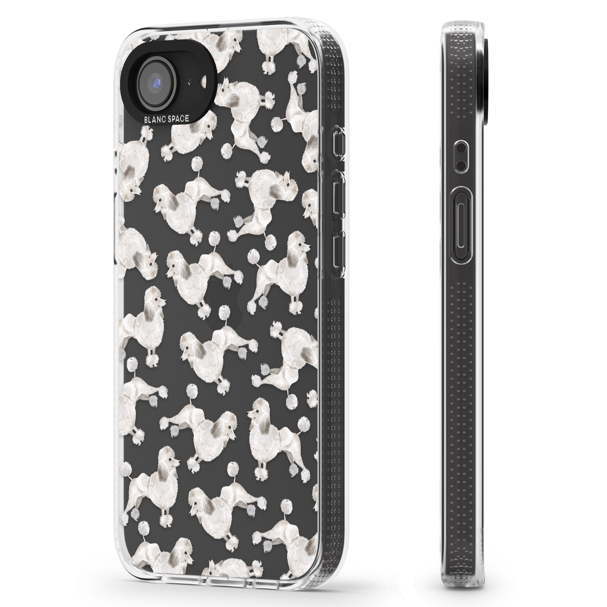 Poodle (White) Watercolour Dog Pattern iPhone 16e Clear Case Impact Air - Blanc Space