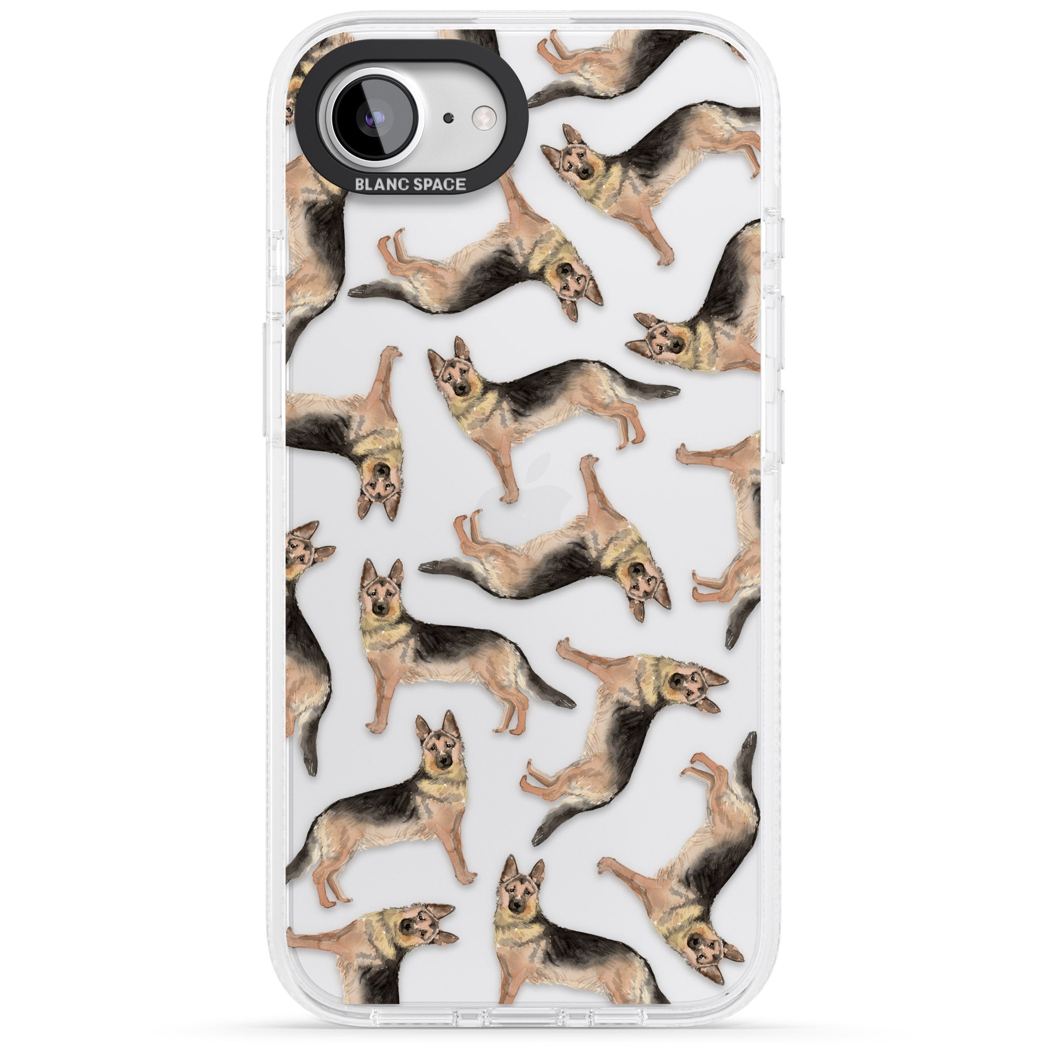 German Shepherd Watercolour Dog Pattern iPhone 16e Clear Case Impact Air - Blanc Space