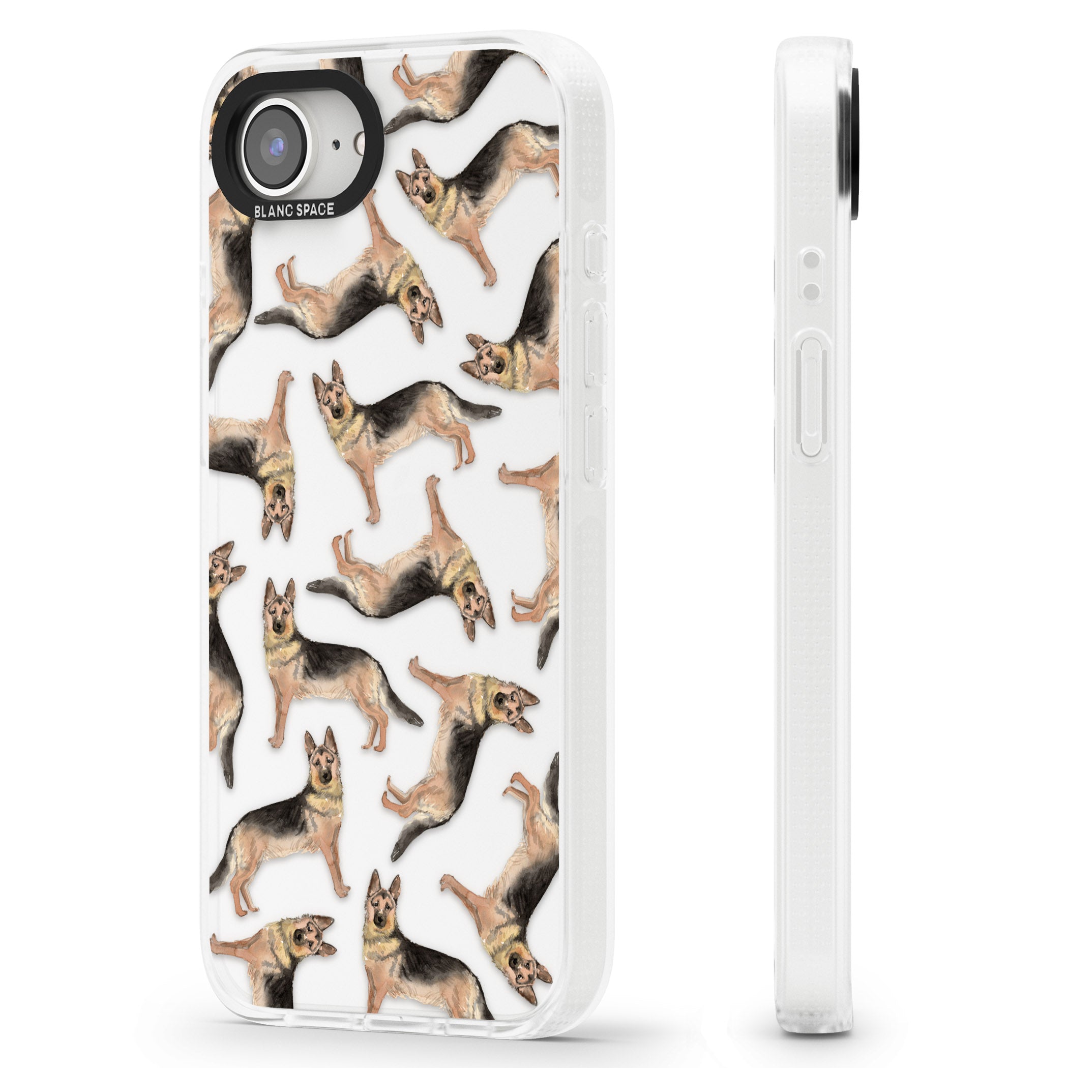 German Shepherd Watercolour Dog Pattern iPhone 16e Clear Case Impact Air - Blanc Space