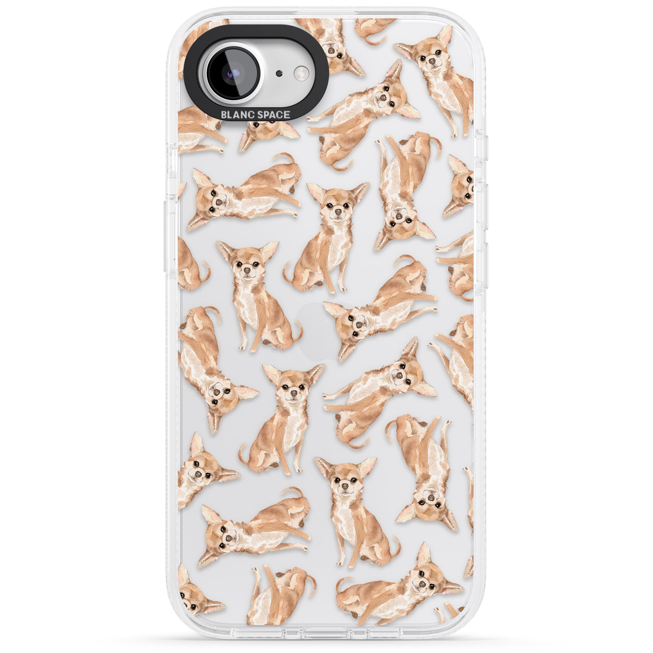 Chihuahua Watercolour Dog Pattern iPhone 16e Clear Case Impact Air - Blanc Space