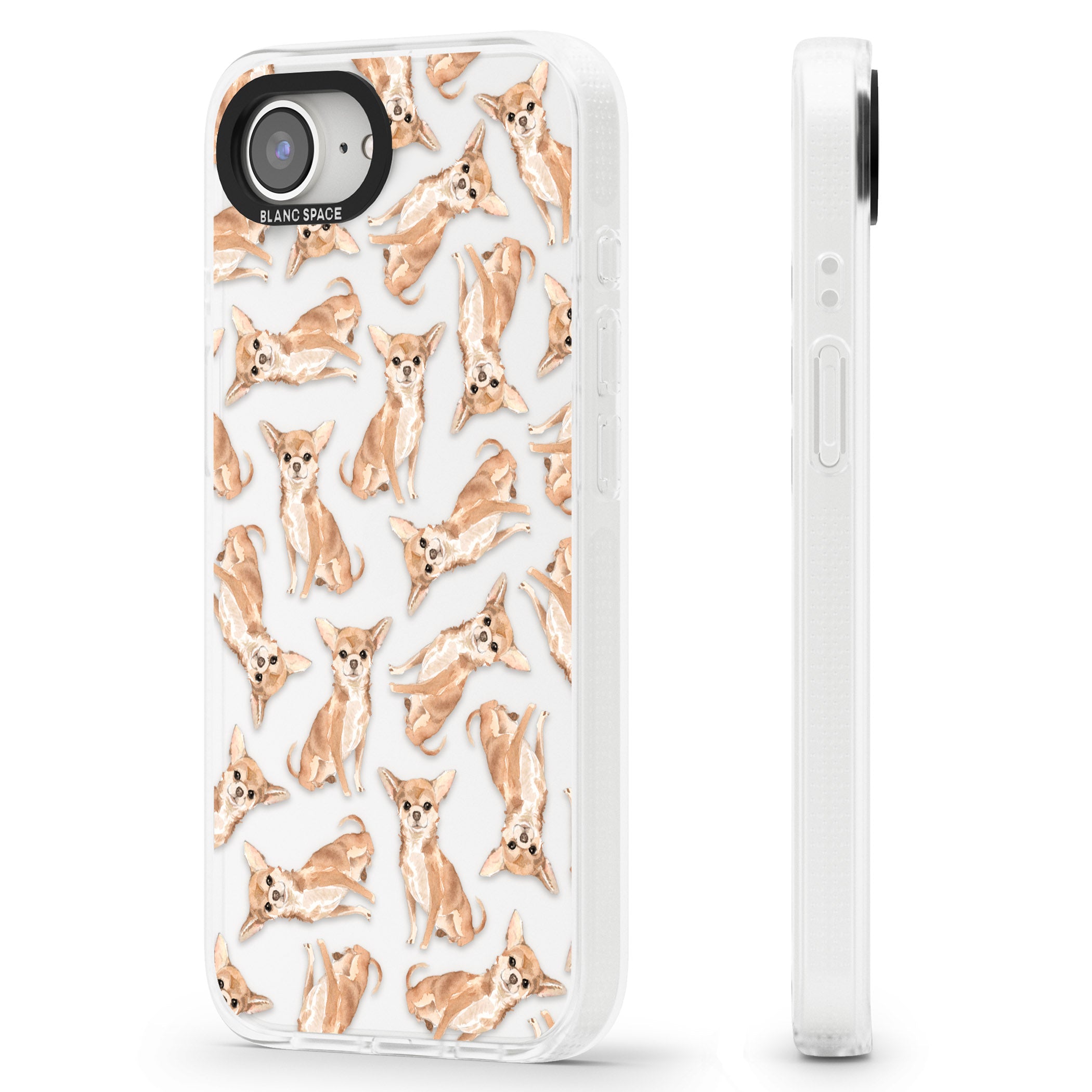 Chihuahua Watercolour Dog Pattern iPhone 16e Clear Case Impact Air - Blanc Space