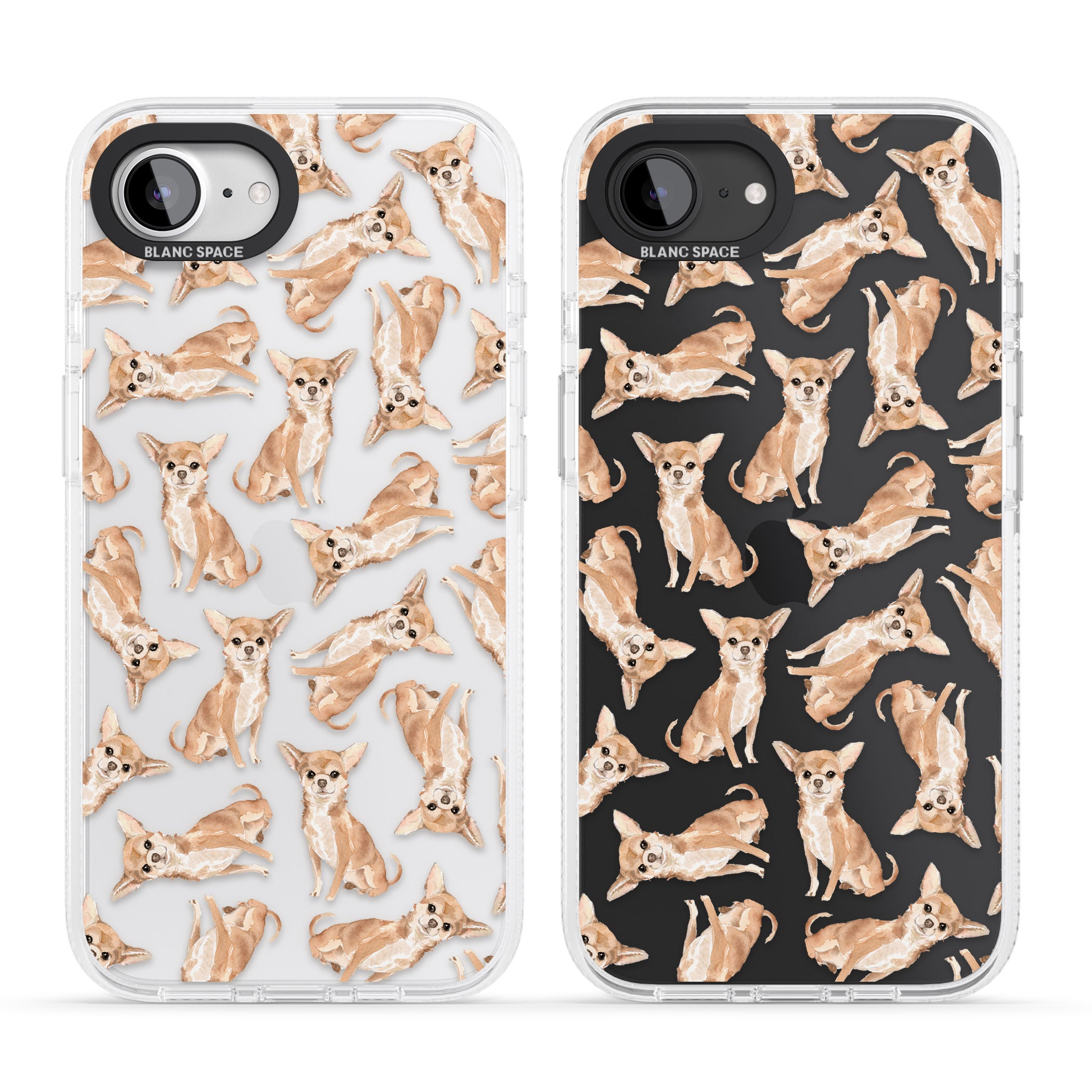 Chihuahua Watercolour Dog Pattern iPhone 16e Clear Case Impact Air - Blanc Space