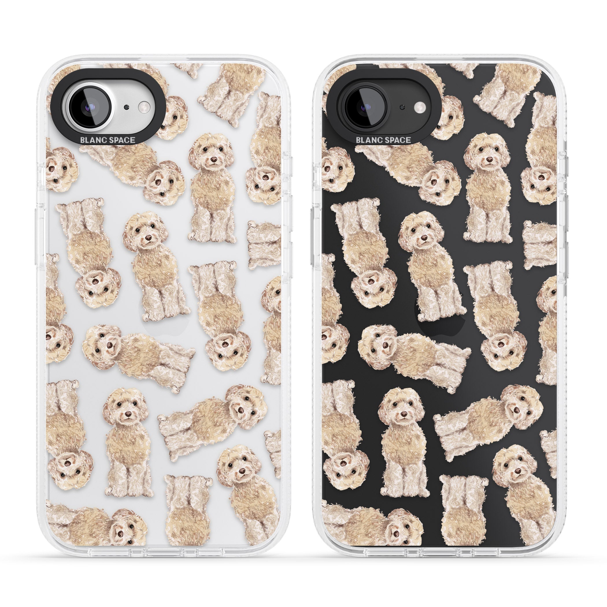 Cockapoo (Champagne) Watercolour Dog Pattern iPhone 16e Clear Case Impact Air - Blanc Space