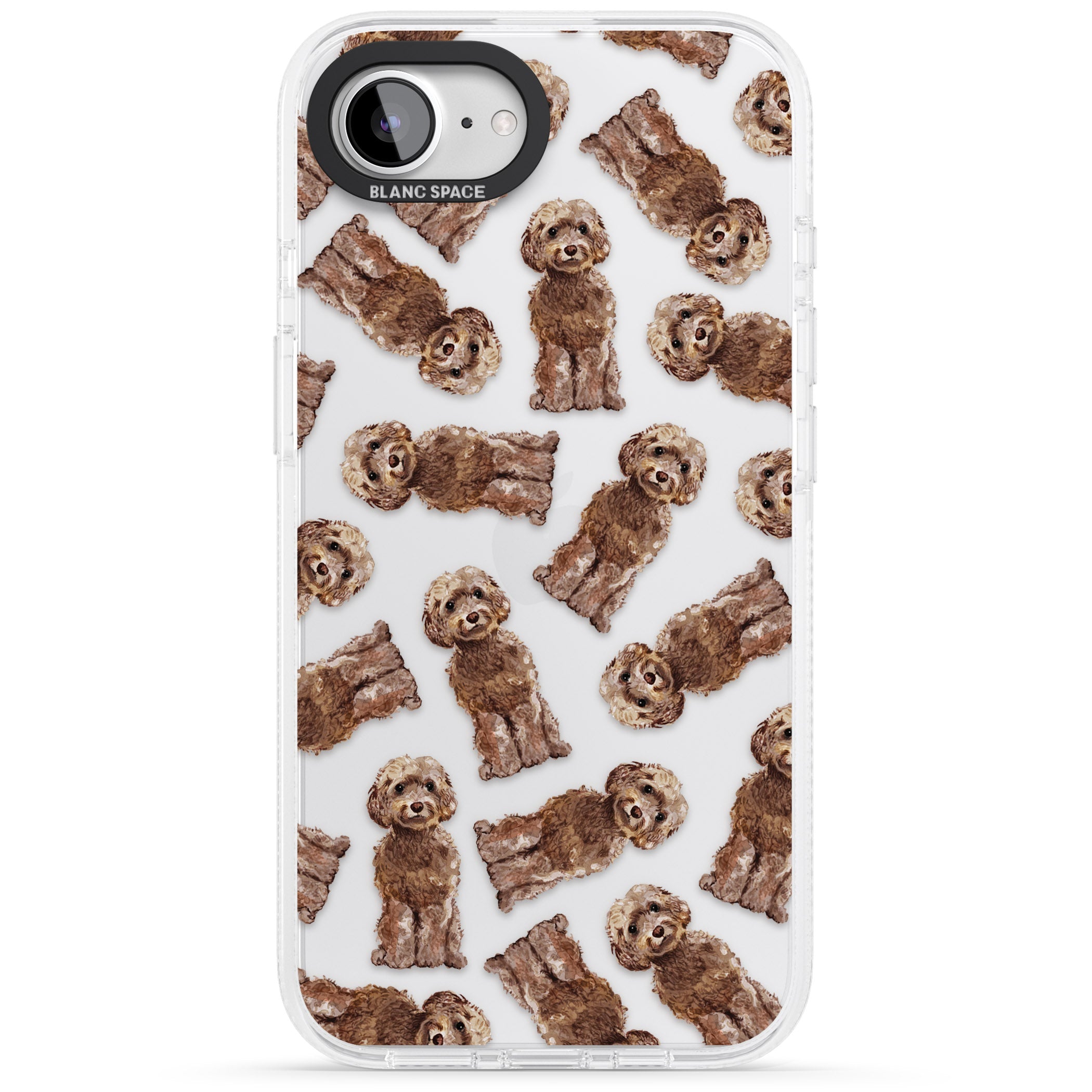 Cockapoo (Brown) Watercolour Dog Pattern iPhone 16e Clear Case Impact Air - Blanc Space