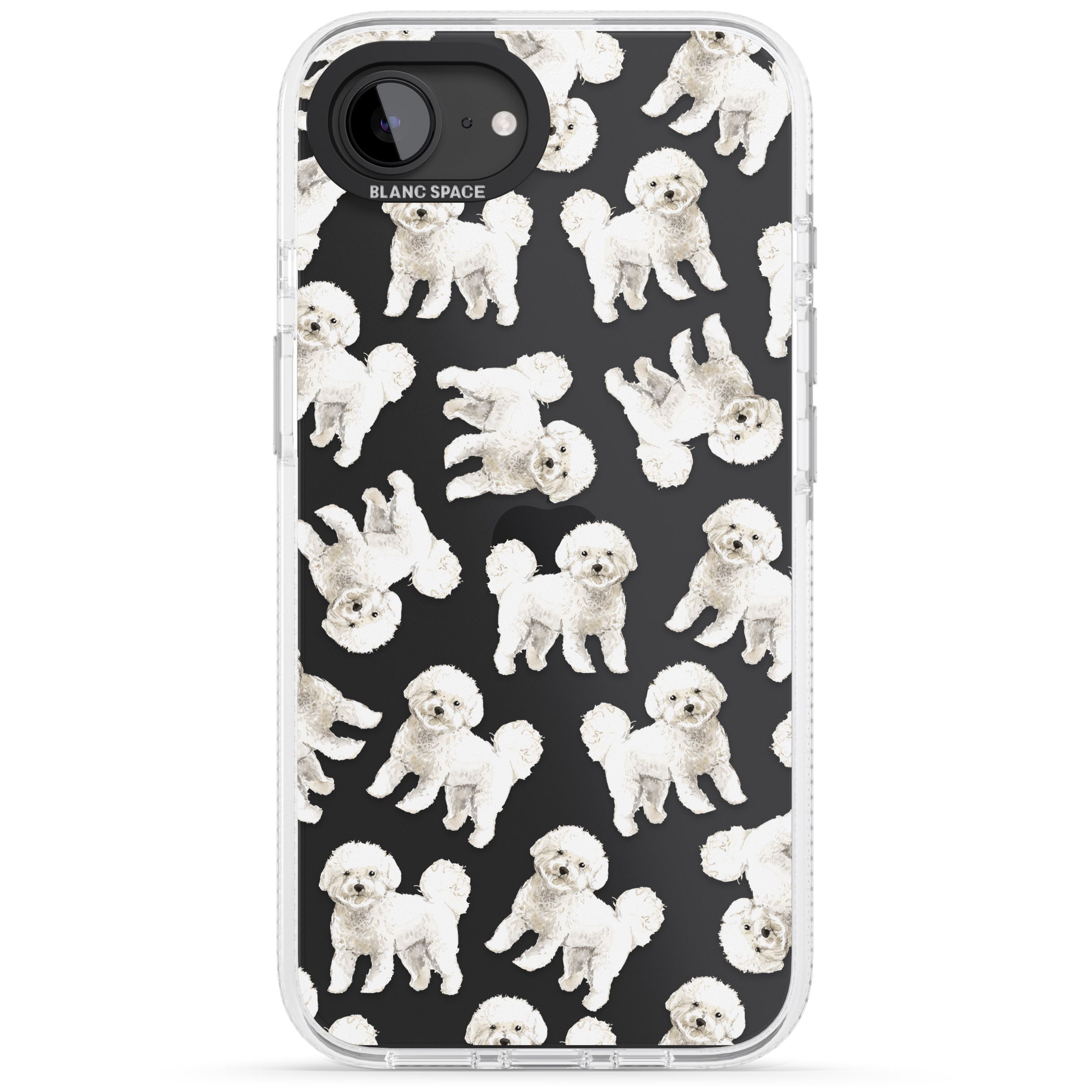 Bichon Frise Watercolour Dog Pattern iPhone 16e Clear Case Impact Air - Blanc Space