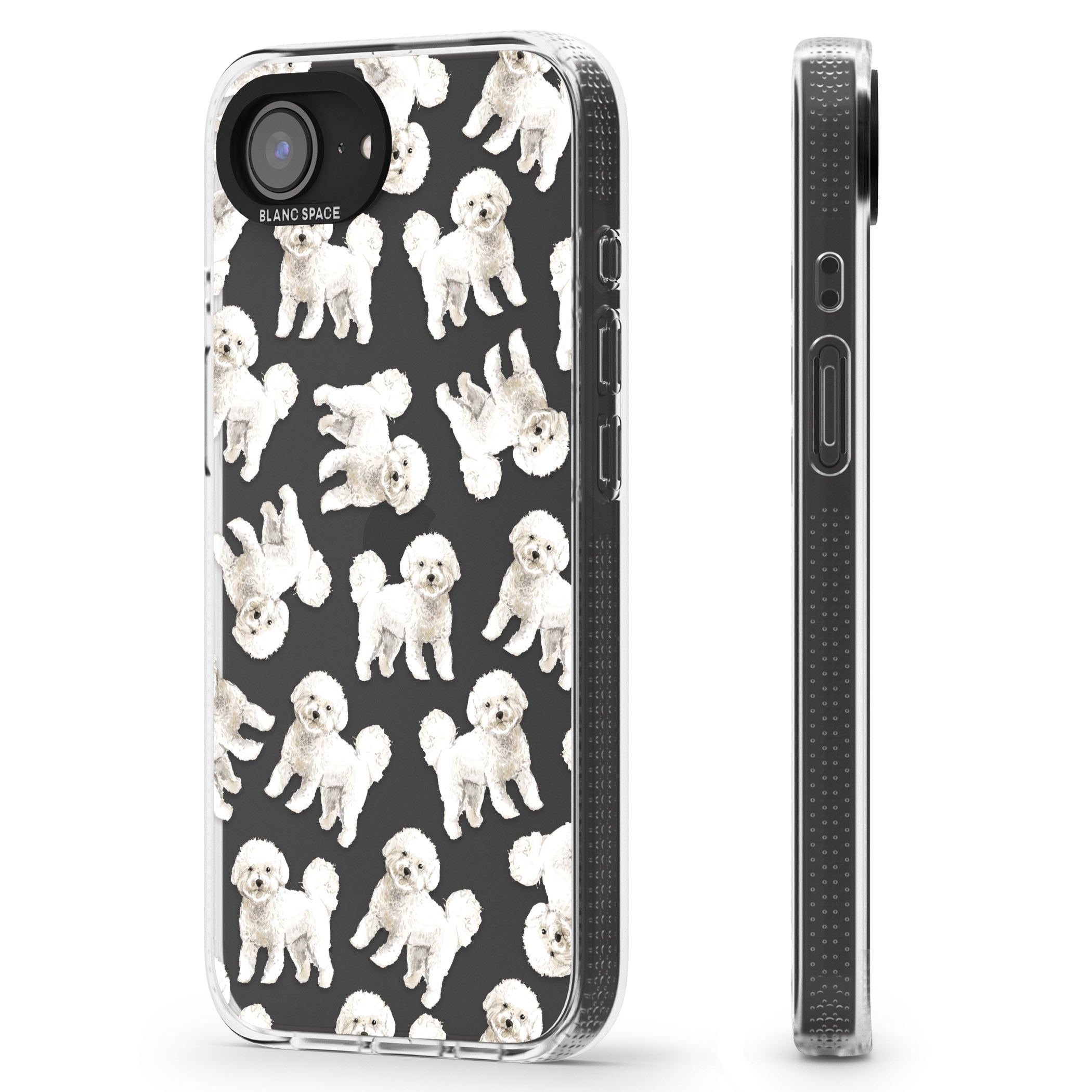 Bichon Frise Watercolour Dog Pattern iPhone 16e Clear Case Impact Air - Blanc Space