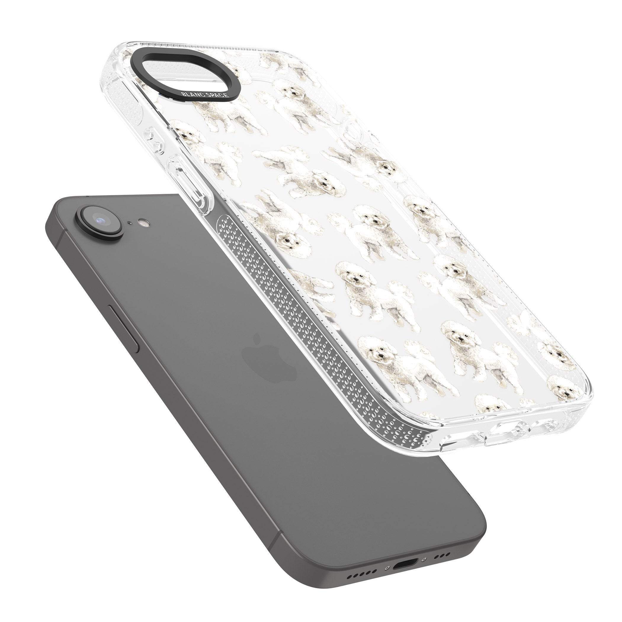 Bichon Frise Watercolour Dog Pattern iPhone 16e Clear Case Impact Air - Blanc Space