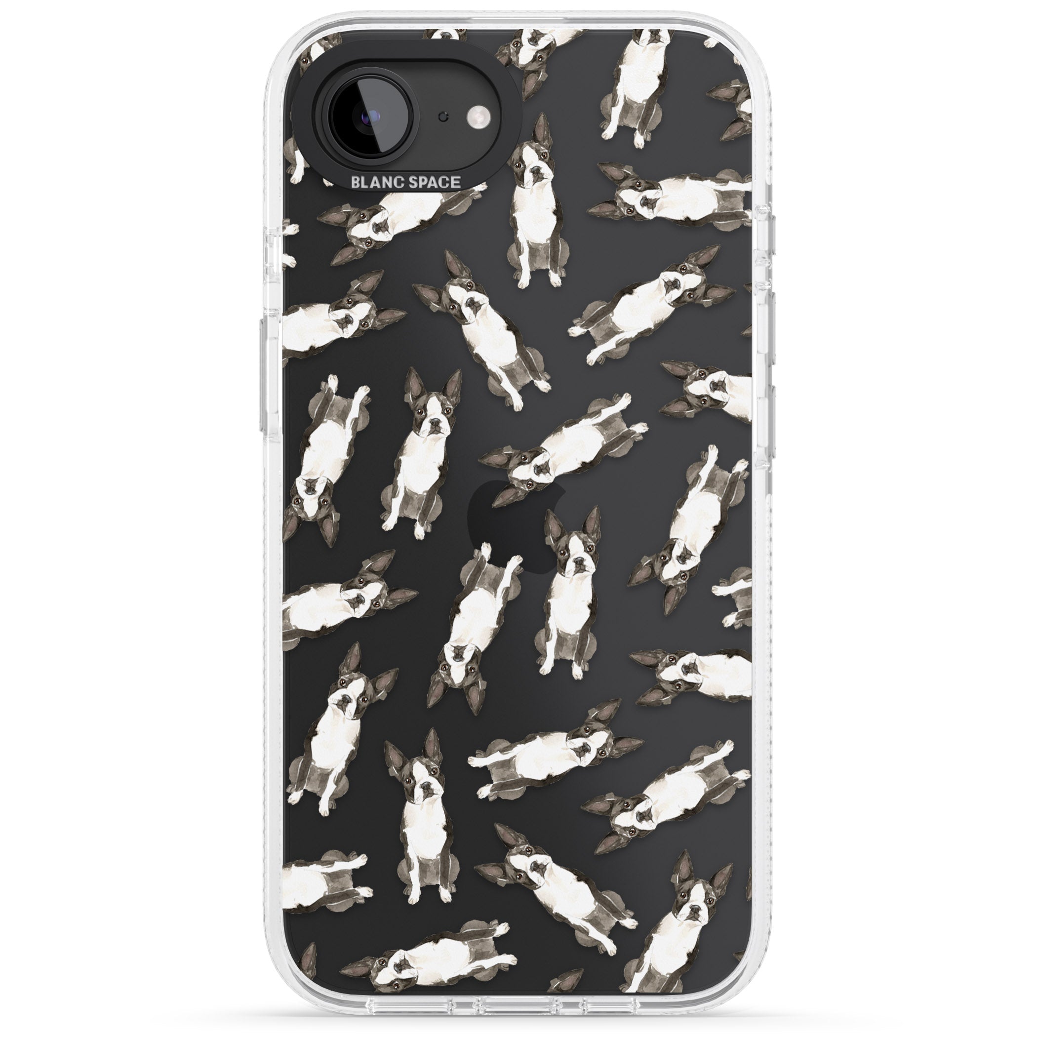 Boston Terrier Watercolour Dog Pattern iPhone 16e Clear Case Impact Air - Blanc Space