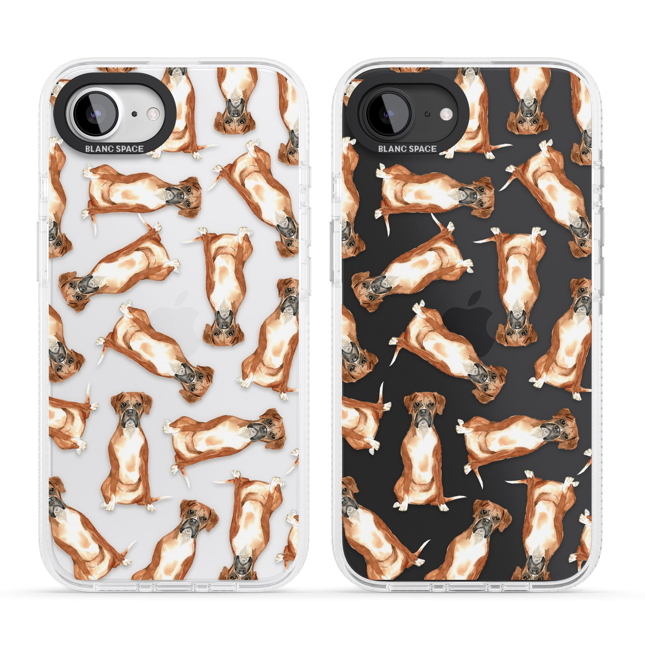 Boxer Watercolour Dog Pattern iPhone 16e Clear Case Impact Air - Blanc Space