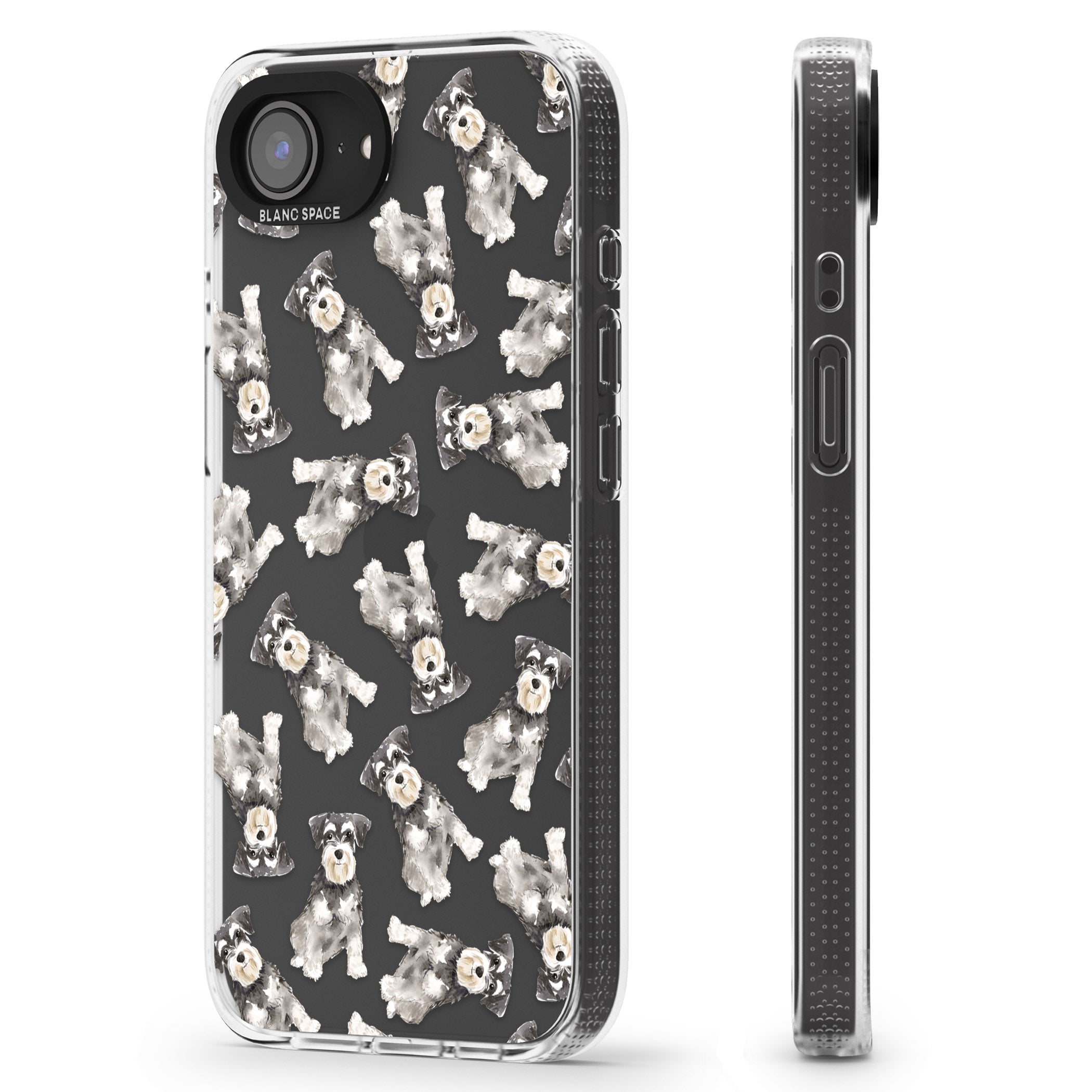 Miniature Schnauzer Watercolour Dog Pattern iPhone 16e Clear Case Impact Air - Blanc Space