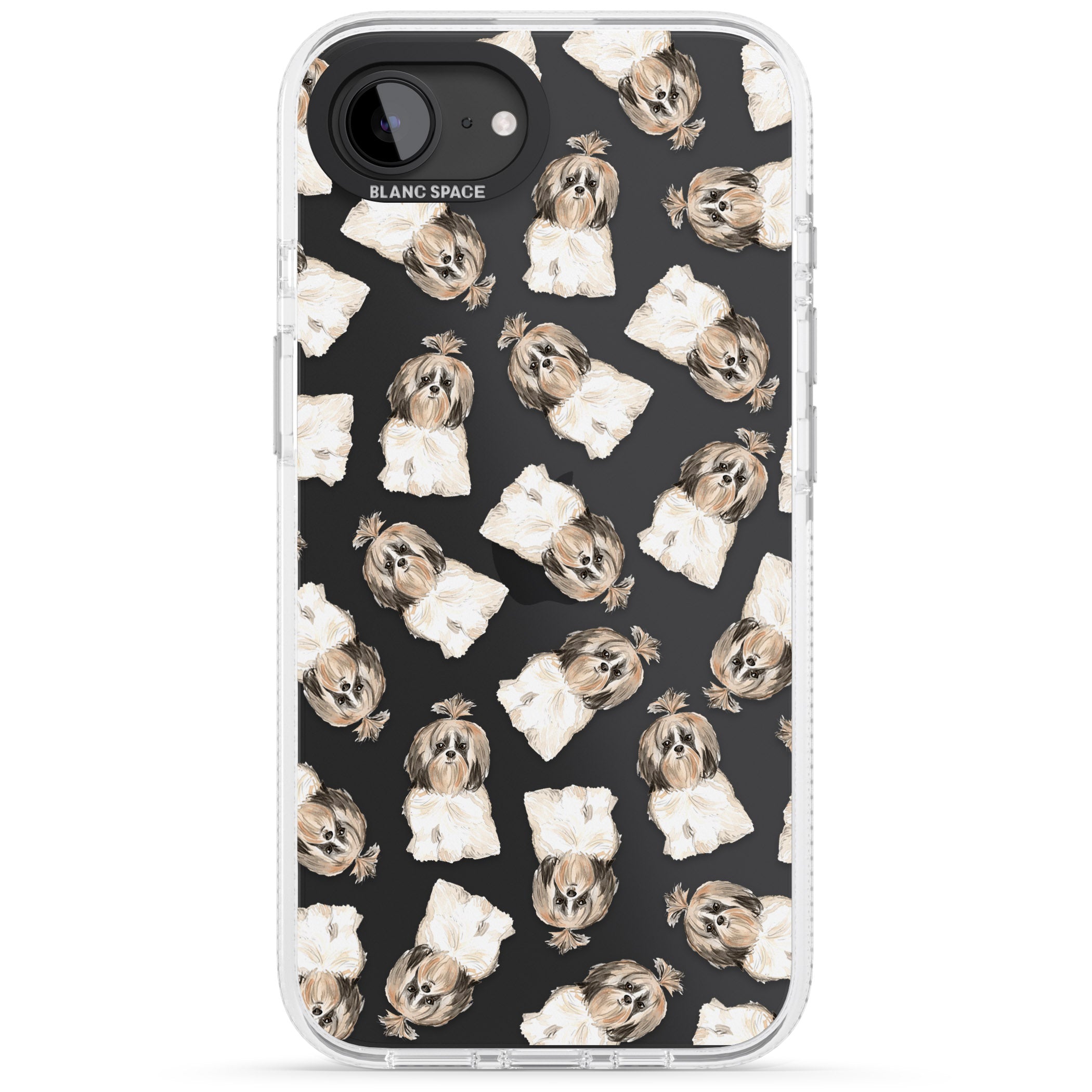 Shih tzu (Long Hair) Watercolour Dog Pattern iPhone 16e Clear Case Impact Air - Blanc Space