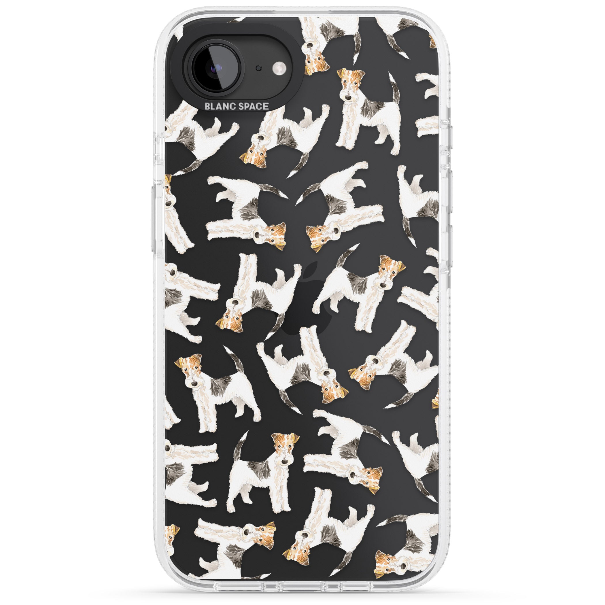 Wire Haired Fox Terrier Watercolour Dog Pattern iPhone 16e Clear Case Impact Air - Blanc Space