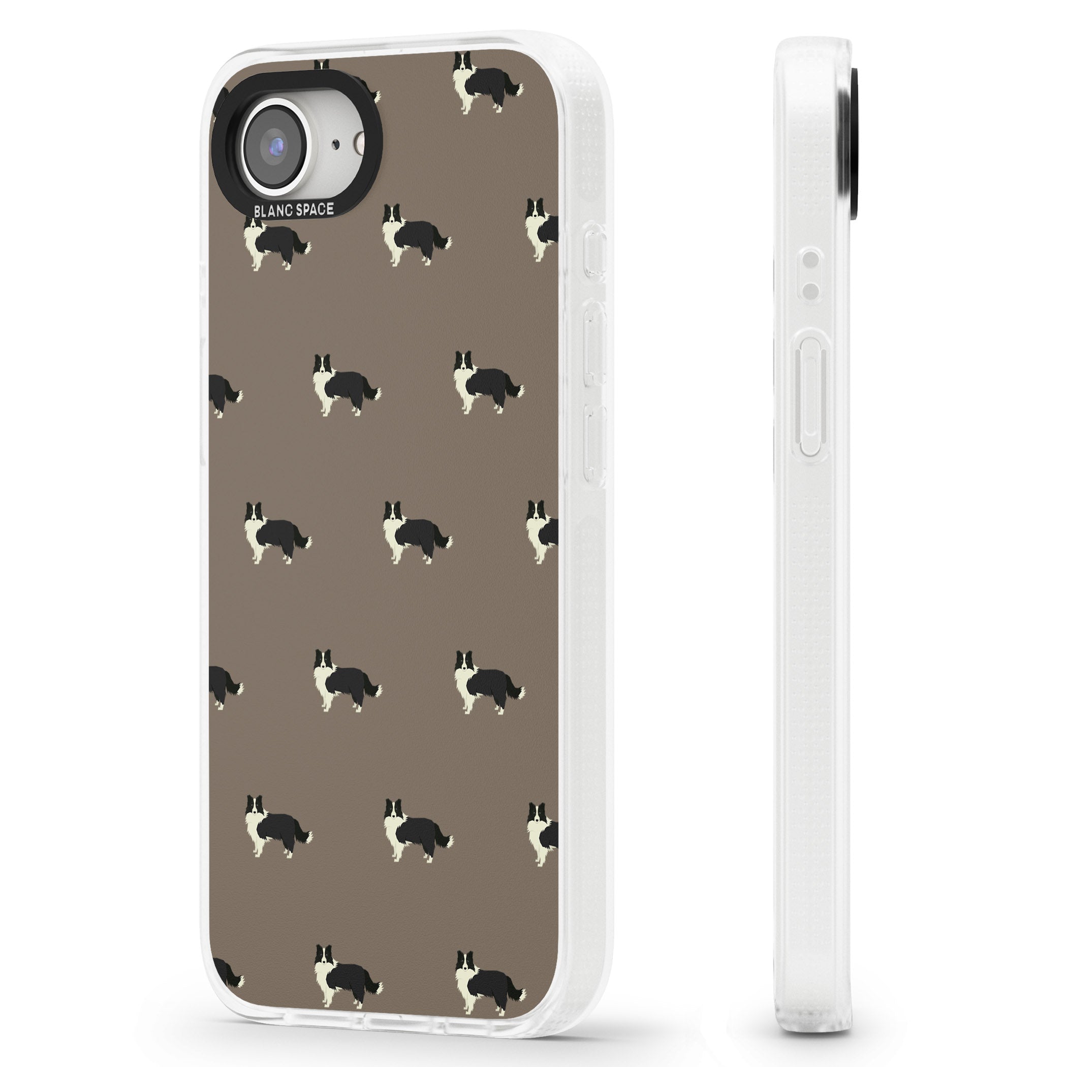 Border Collie Dog Pattern iPhone 16e Clear Case Impact Air - Blanc Space