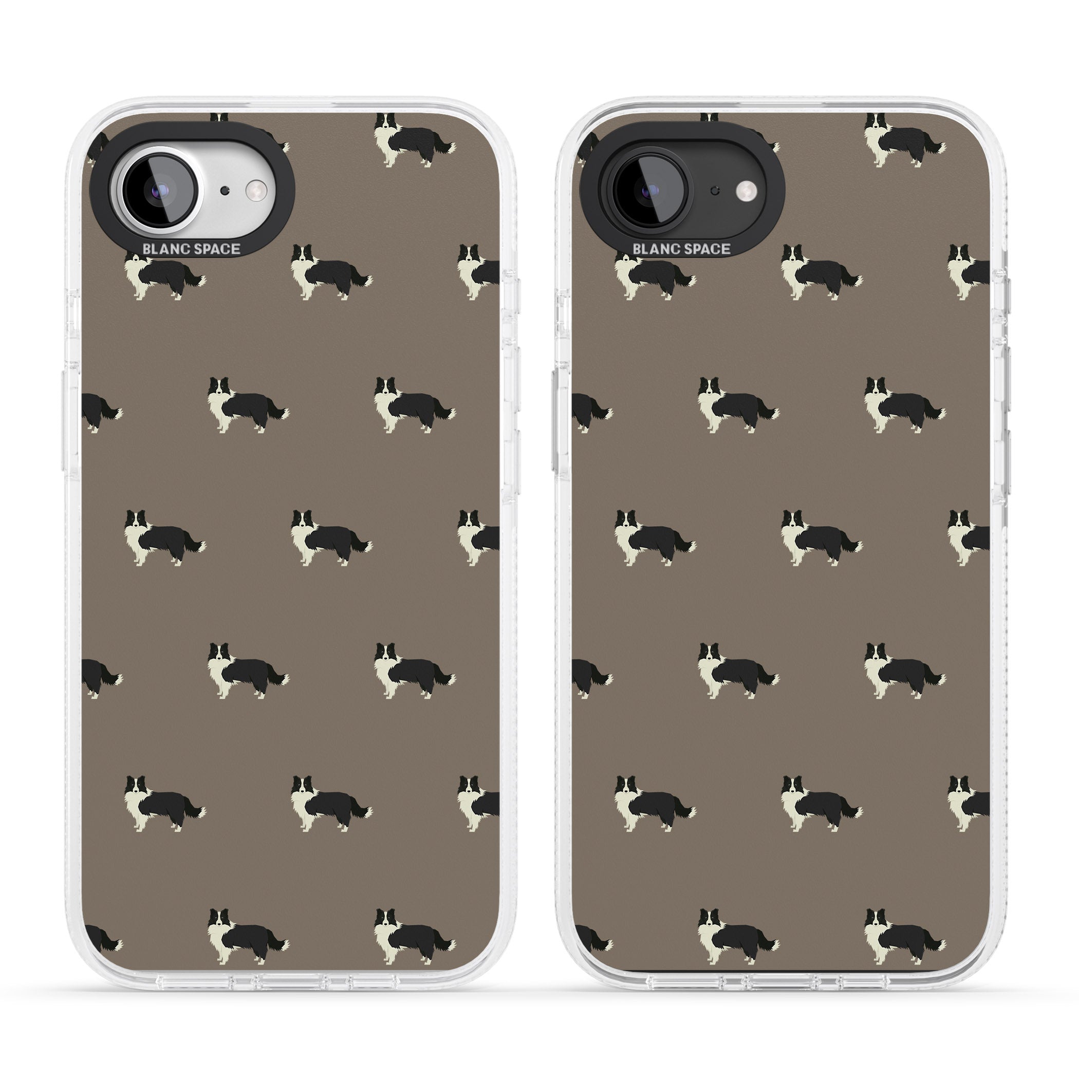 Border Collie Dog Pattern iPhone 16e Clear Case Impact Air - Blanc Space