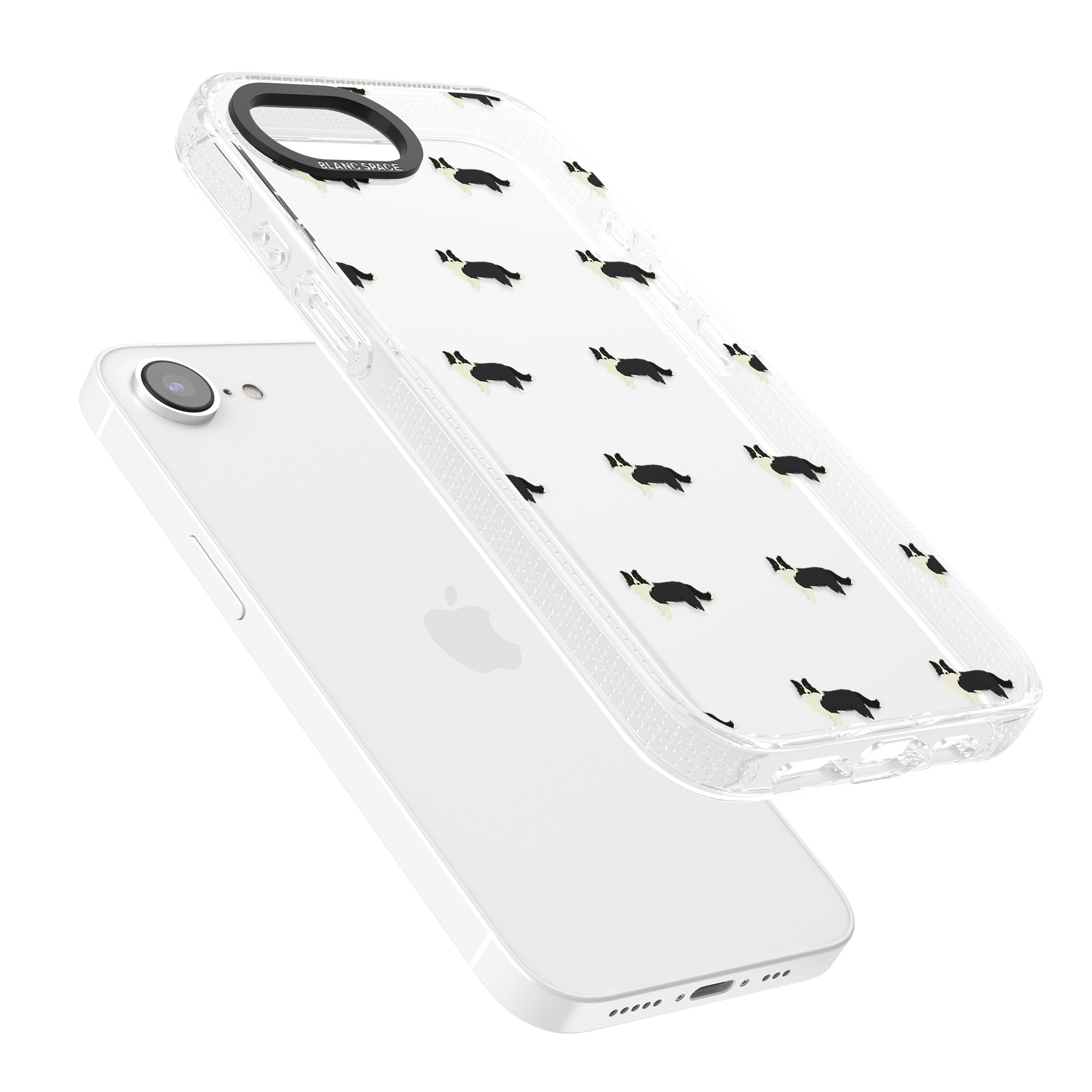 Border Collie Dog Pattern Clear iPhone 16e Clear Case Impact Air - Blanc Space