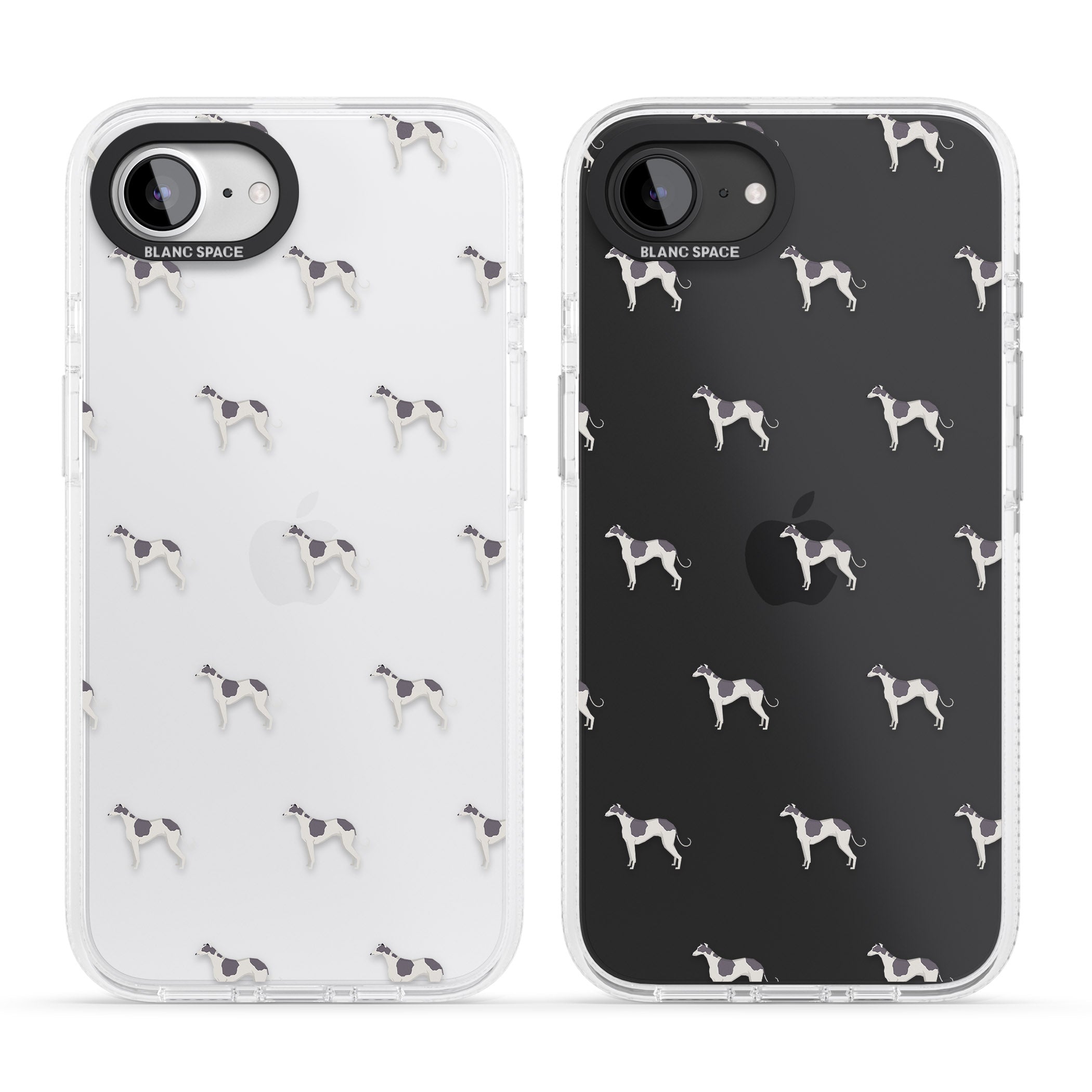 Greyhound Dog Pattern Clear iPhone 16e Clear Case Impact Air - Blanc Space