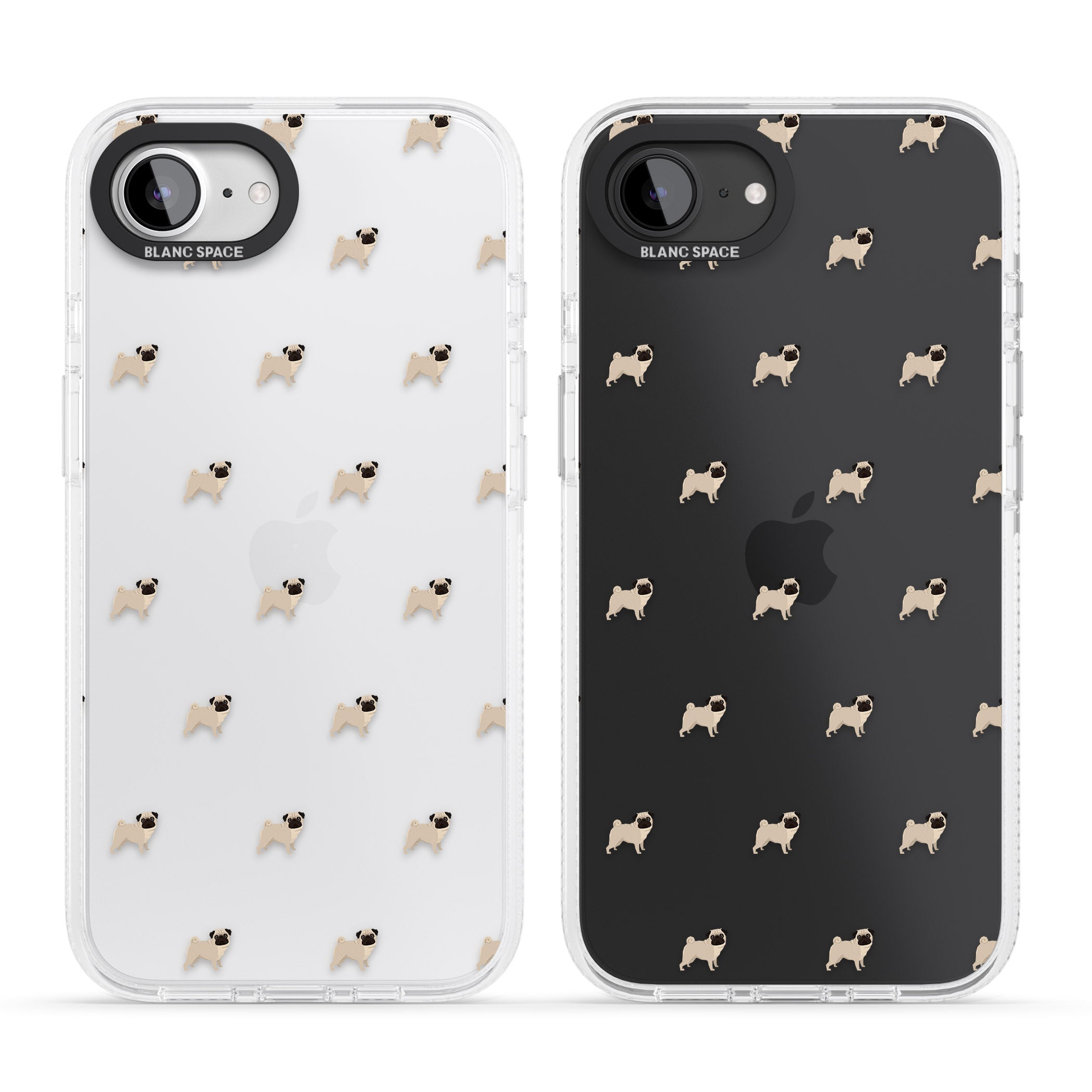 Pug Dog Pattern Clear iPhone 16e Clear Case Impact Air - Blanc Space