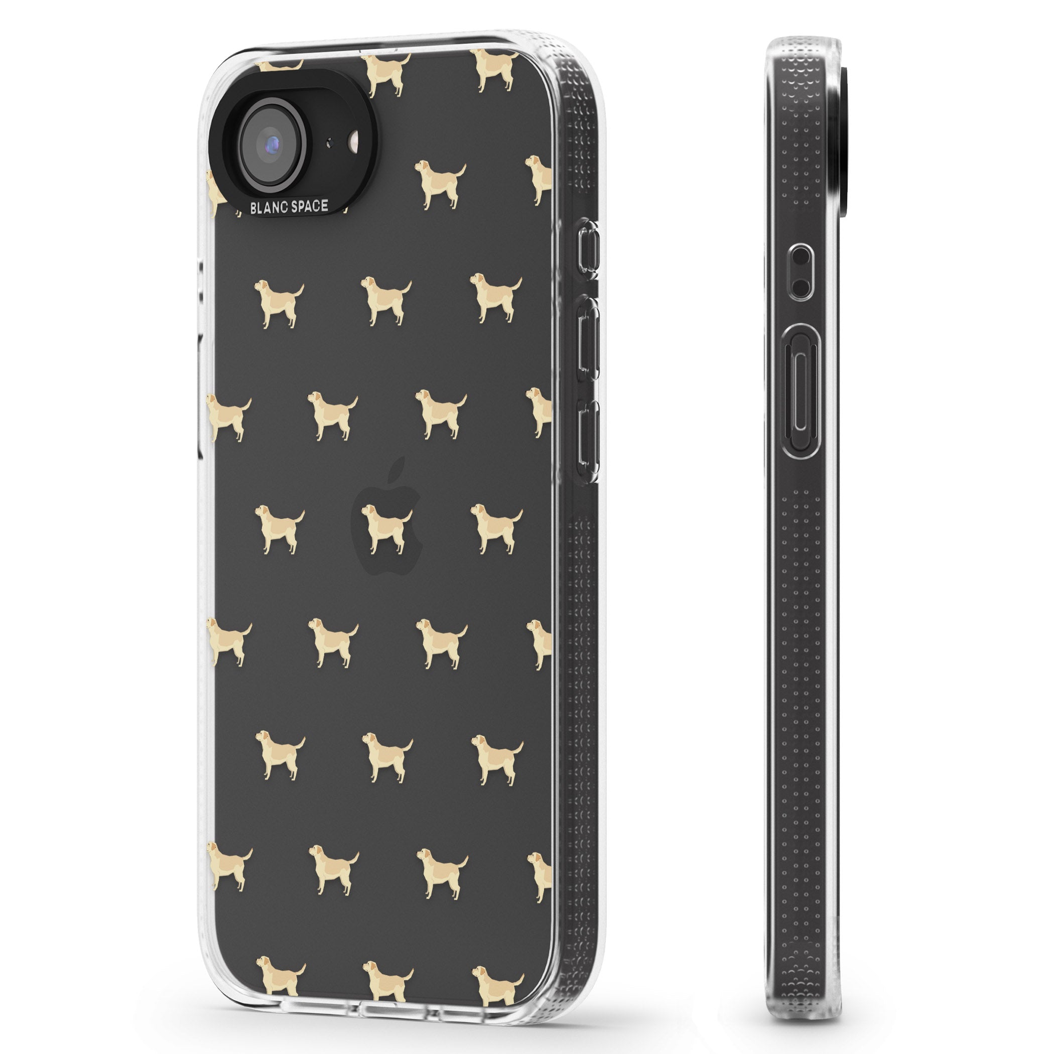 Tan Labrador Dog Pattern Clear iPhone 16e Clear Case Impact Air - Blanc Space
