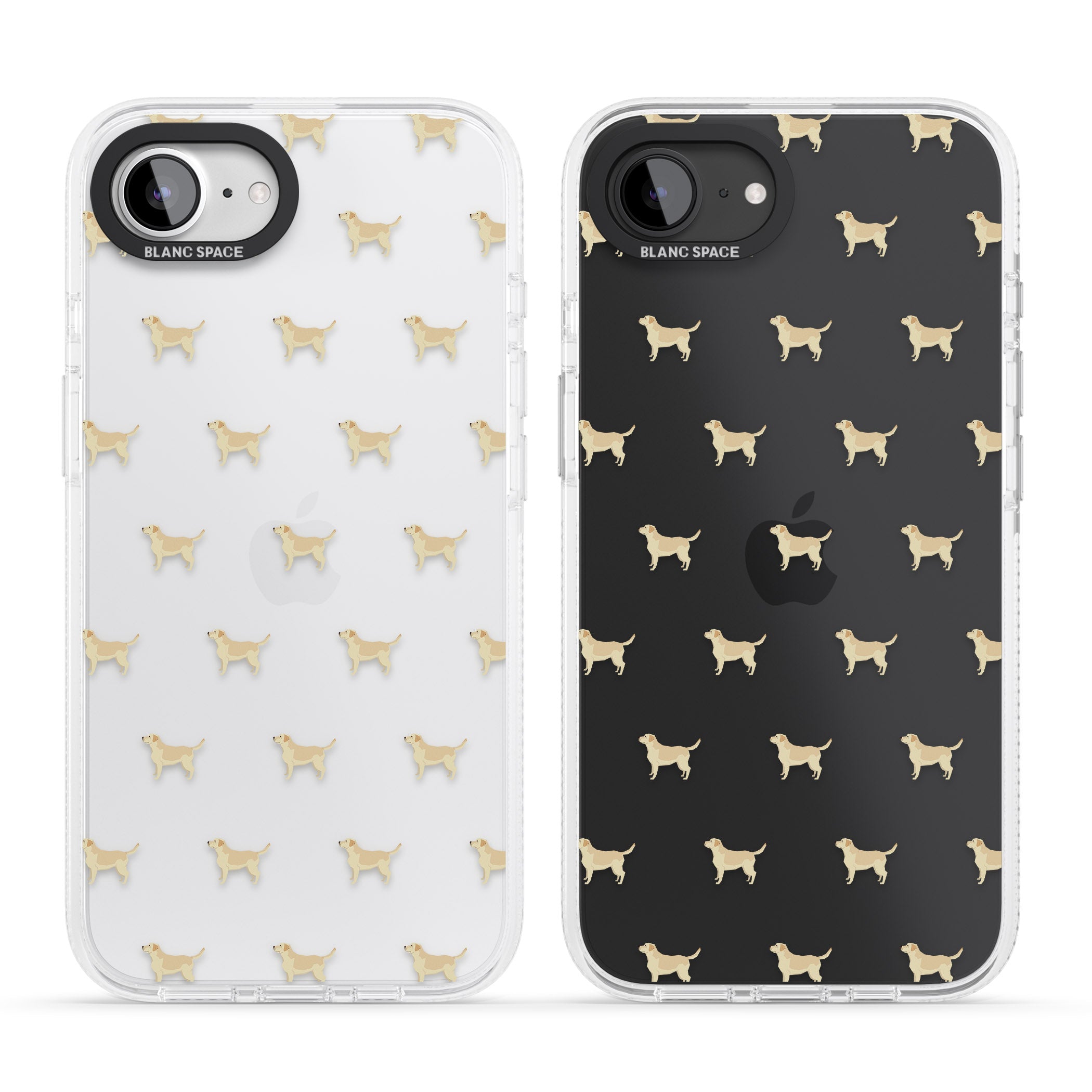 Tan Labrador Dog Pattern Clear iPhone 16e Clear Case Impact Air - Blanc Space