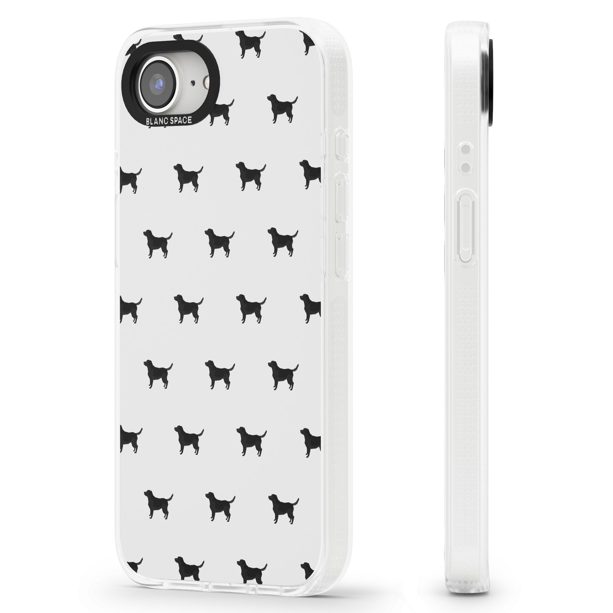 Black Labrador Dog Pattern iPhone 16e Clear Case Impact Air - Blanc Space