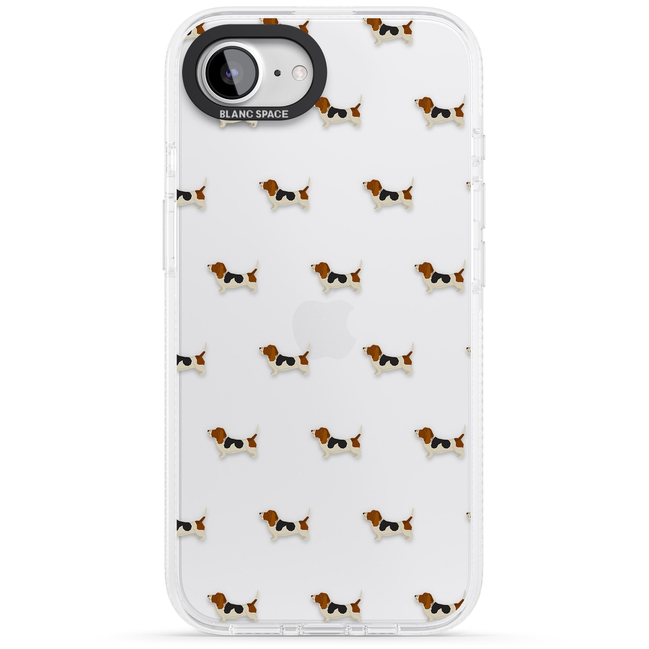 Basset Hound Dog Pattern Clear iPhone 16e Clear Case Impact Air - Blanc Space