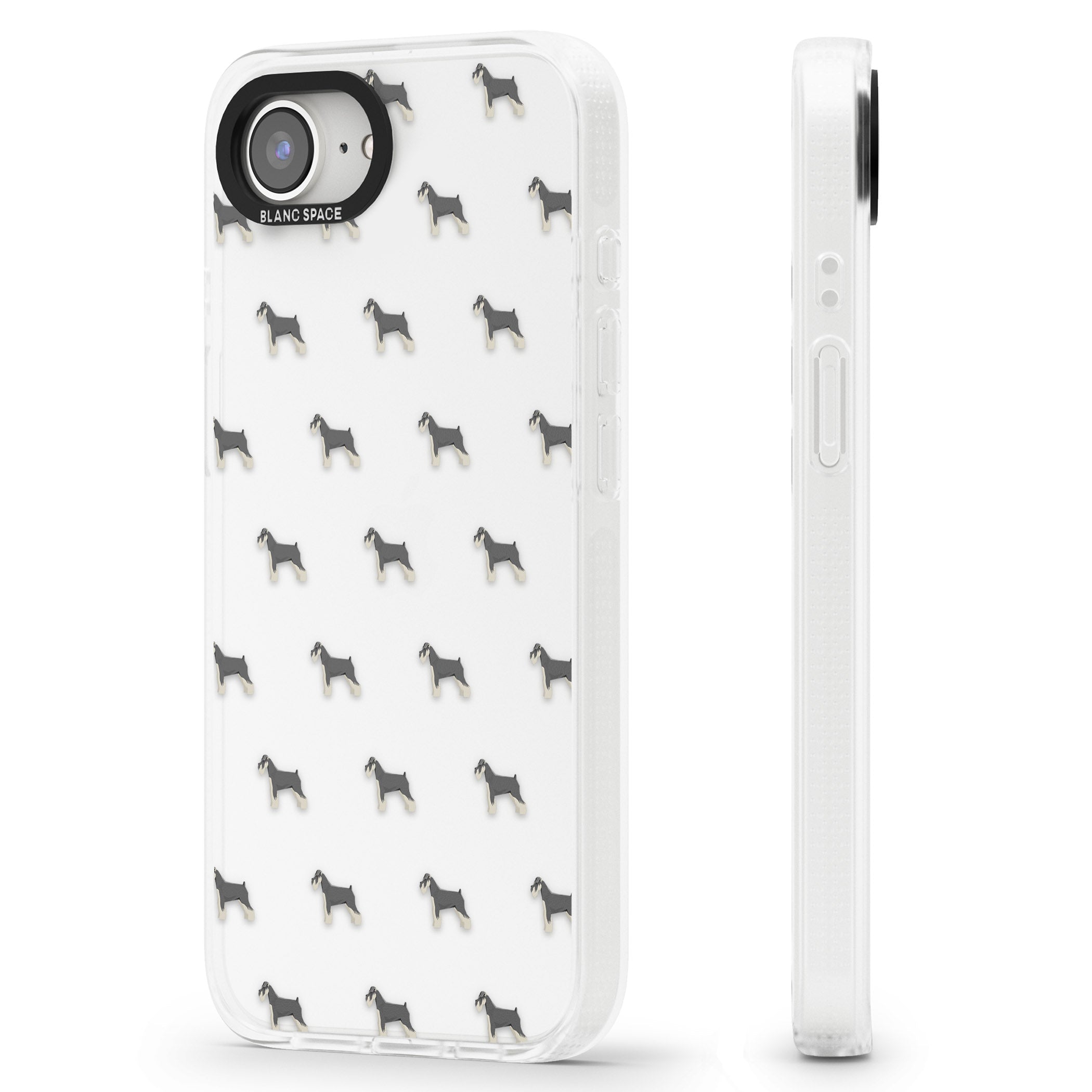 Schnauzer Dog Pattern Clear iPhone 16e Clear Case Impact Air - Blanc Space