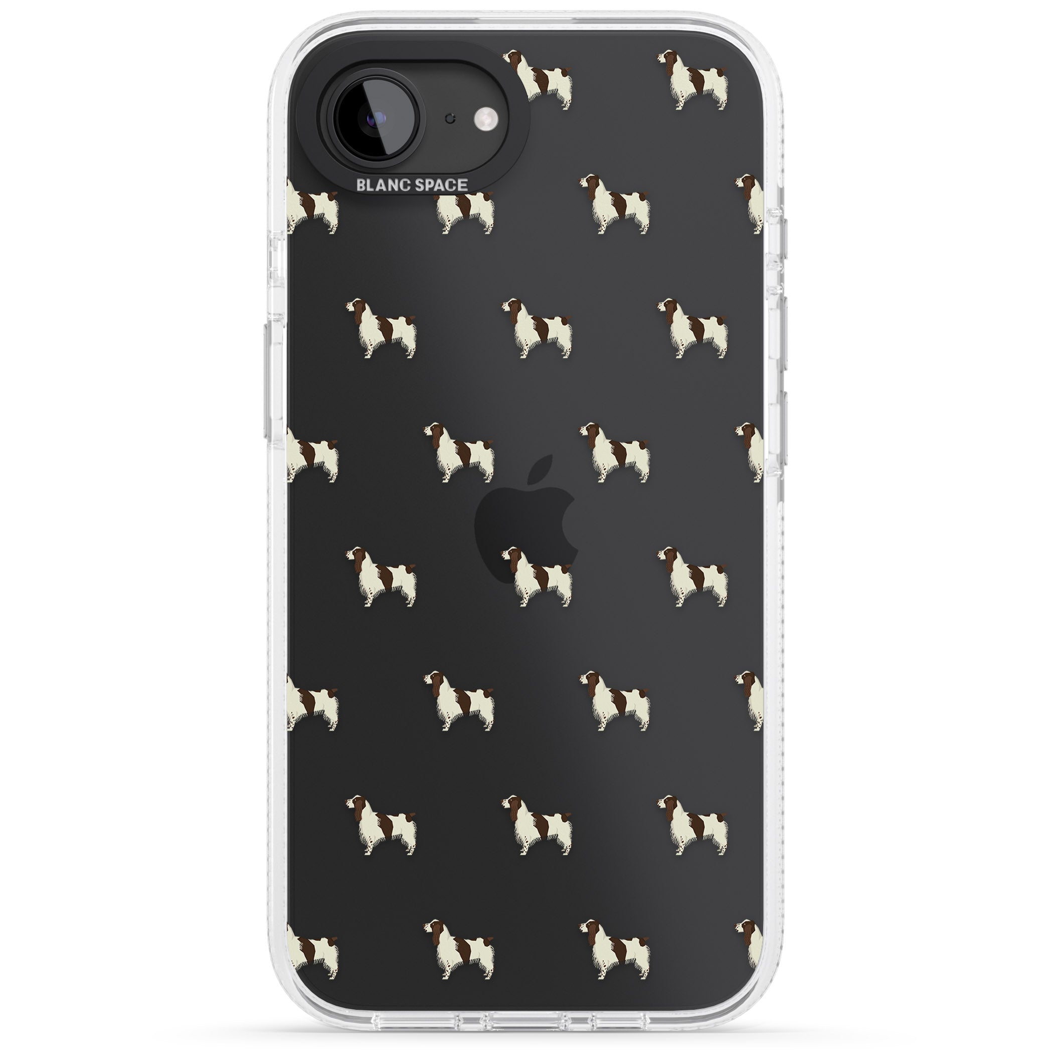 English Springer Spaniel Dog Pattern Clear iPhone 16e Clear Case Impact Air - Blanc Space