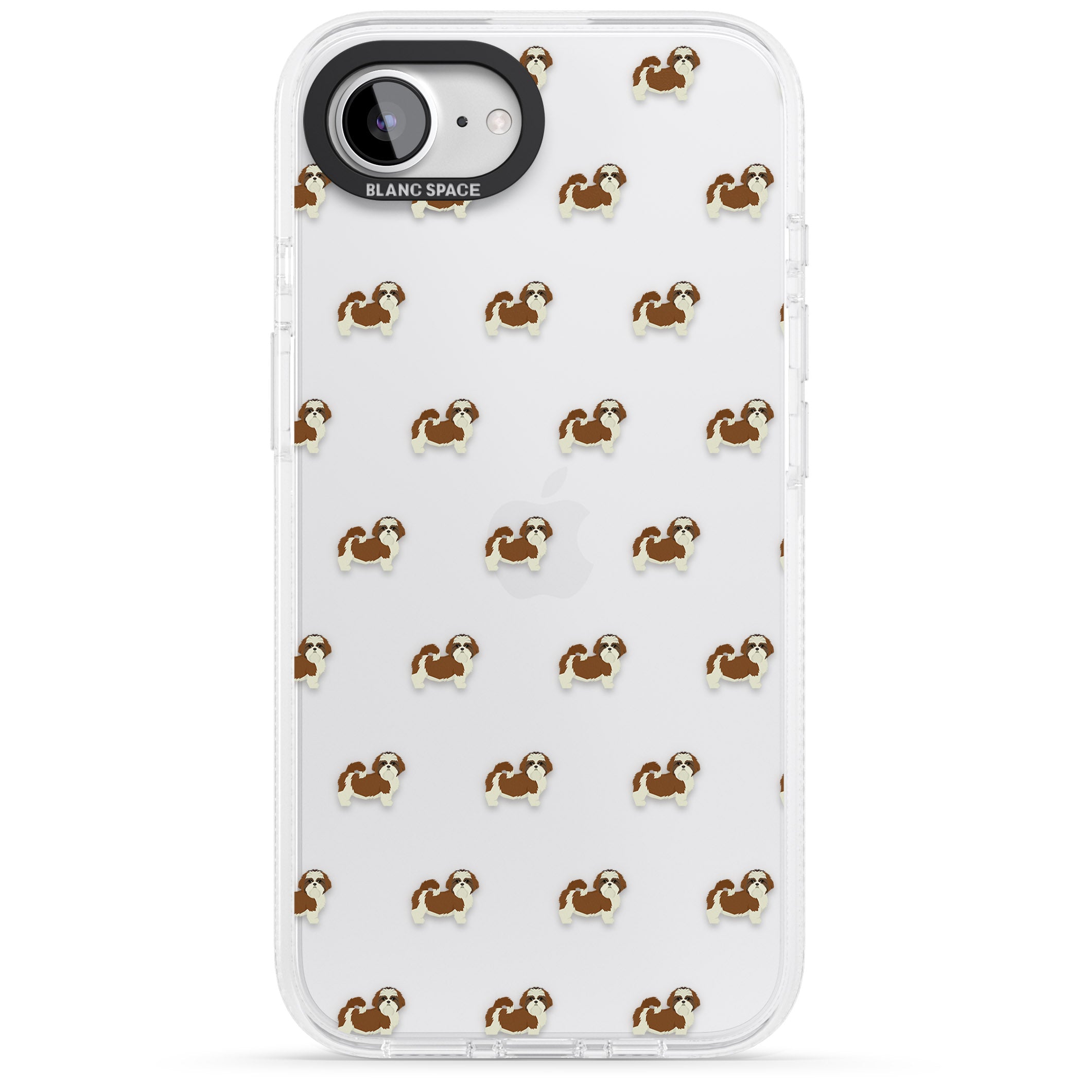 Shih Tzu Dog Pattern Clear iPhone 16e Clear Case Impact Air - Blanc Space