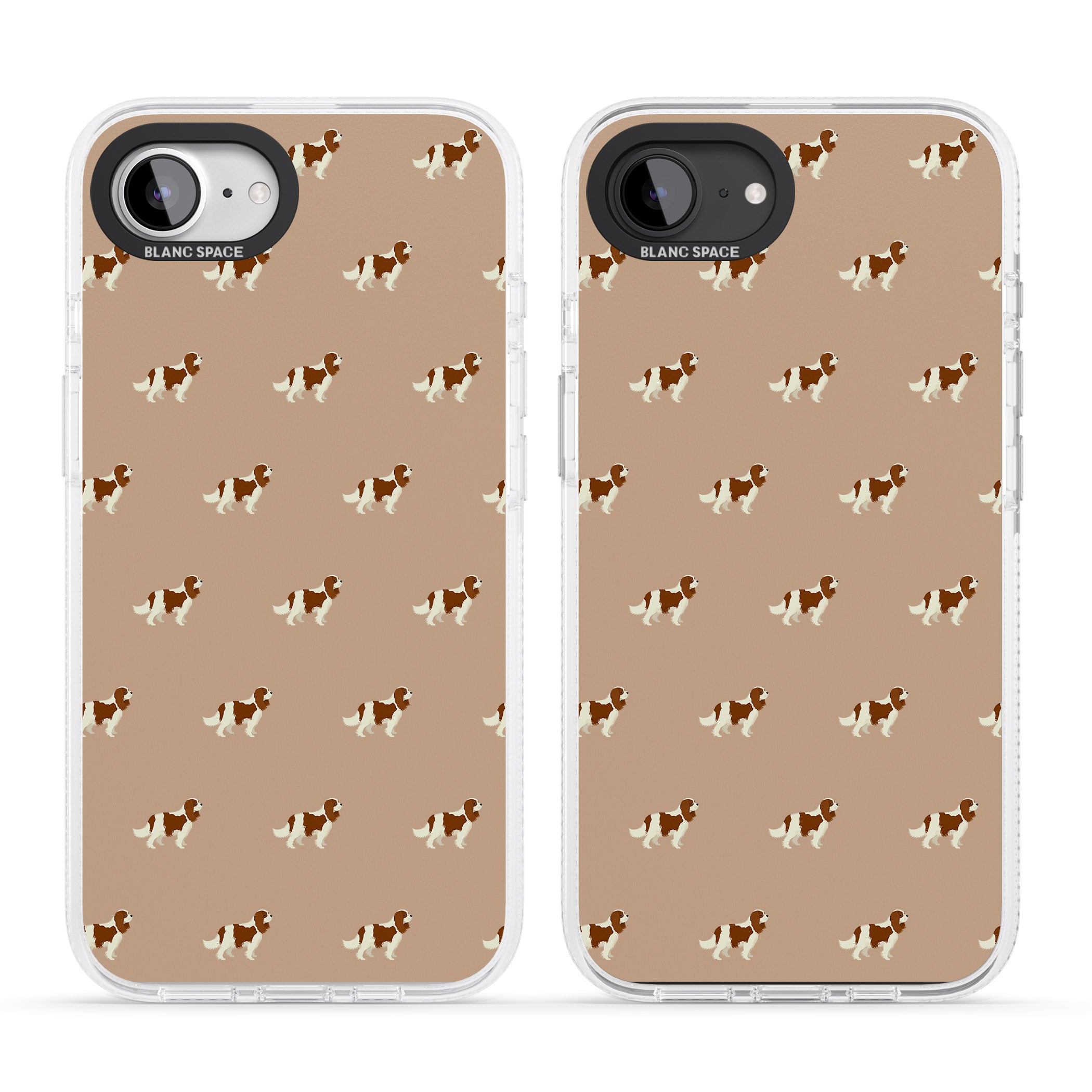 Cavalier King Charles Spaniel Pattern iPhone 16e Clear Case Impact Air - Blanc Space